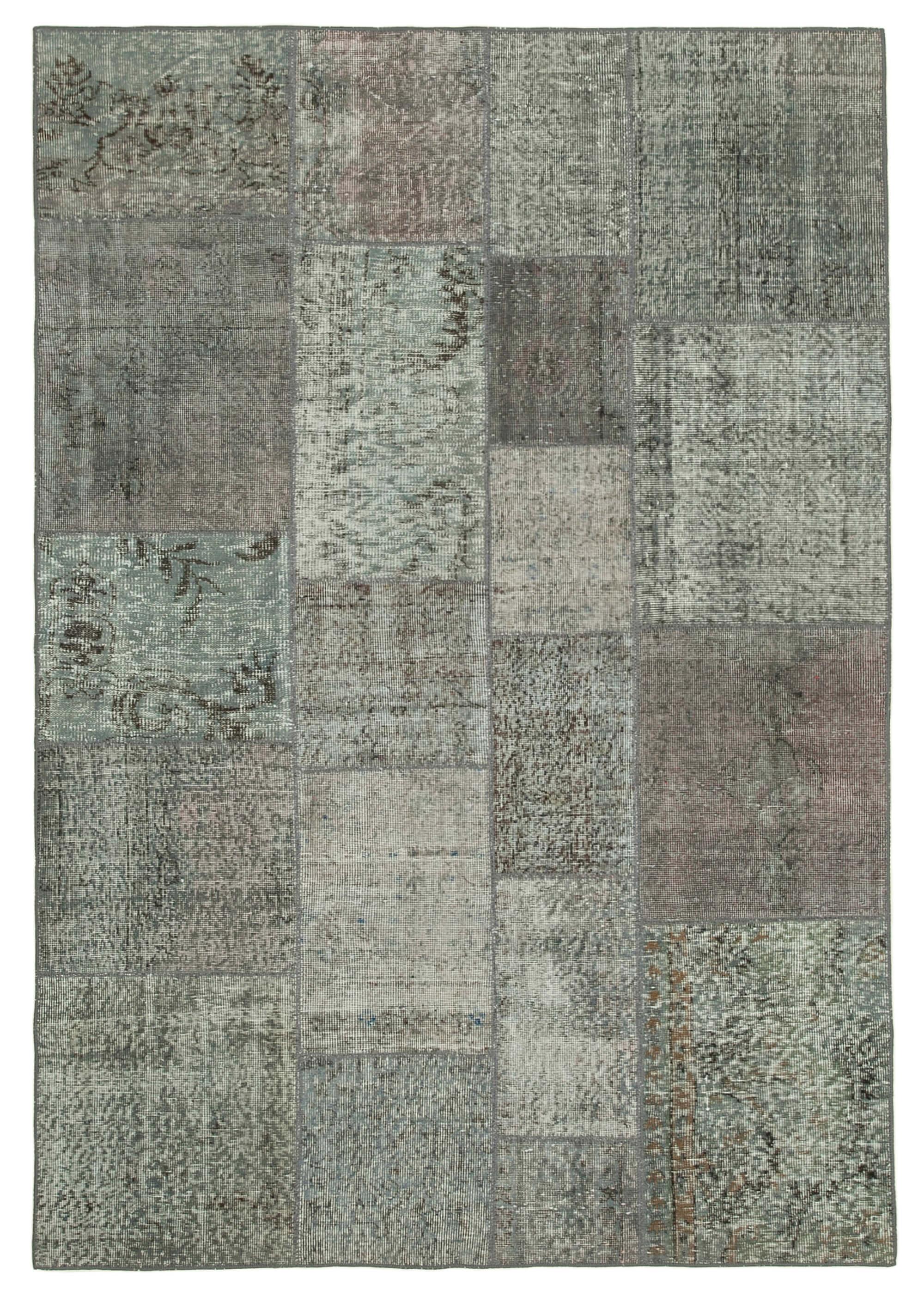 6 x 8 Grey Patchwork Rug - 2553