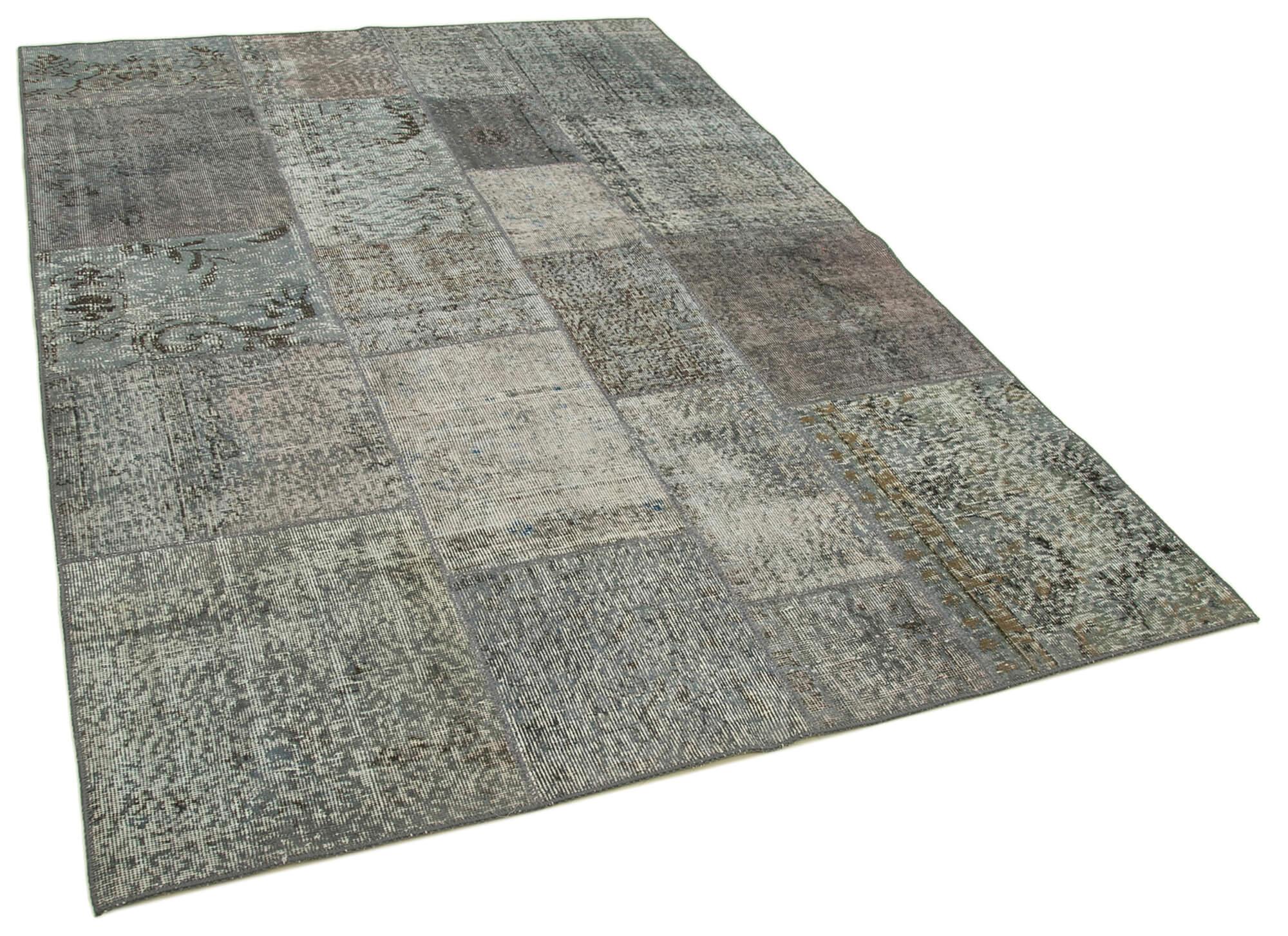 6 x 8 Grey Patchwork Rug - 2553