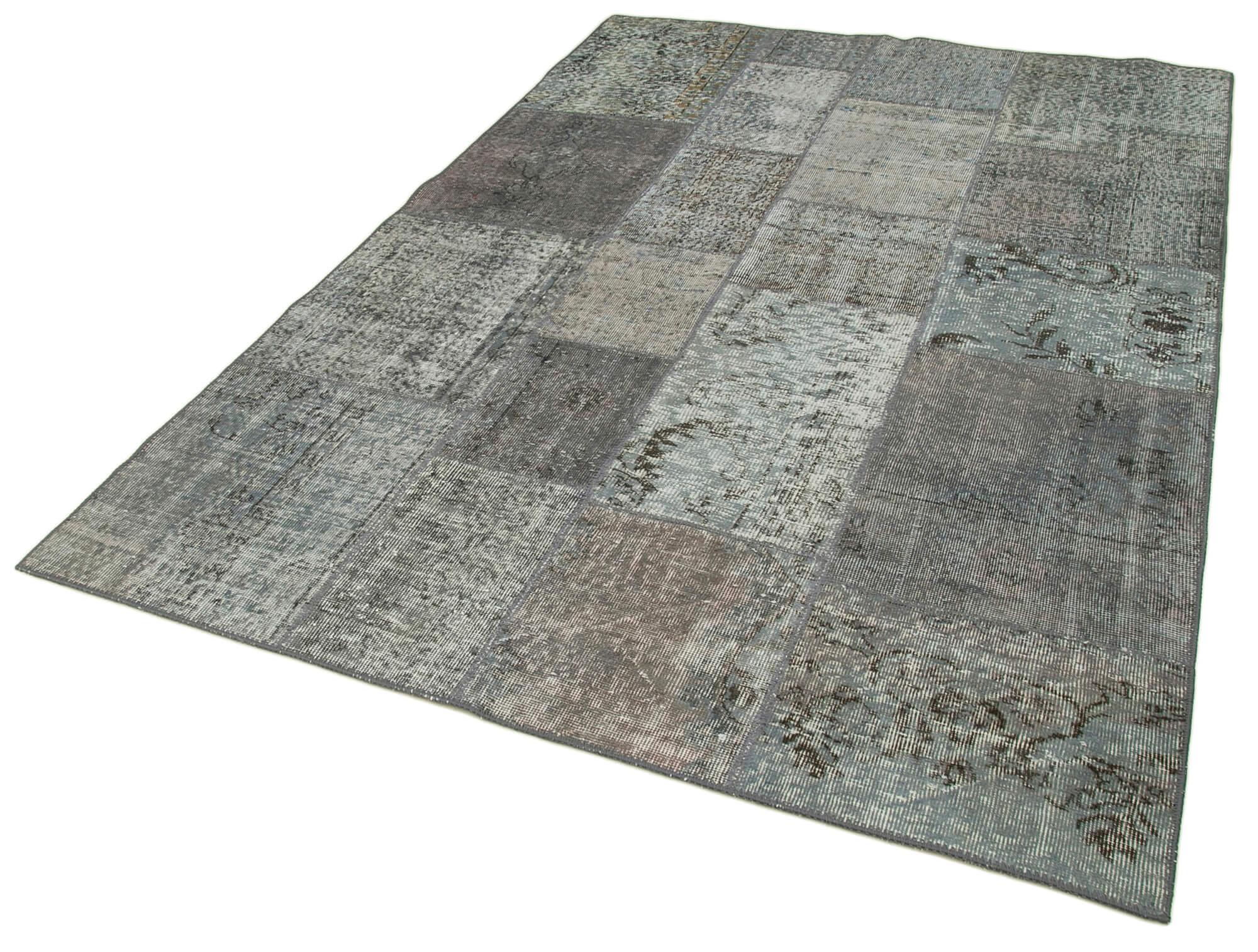 6 x 8 Grey Patchwork Rug - 2553