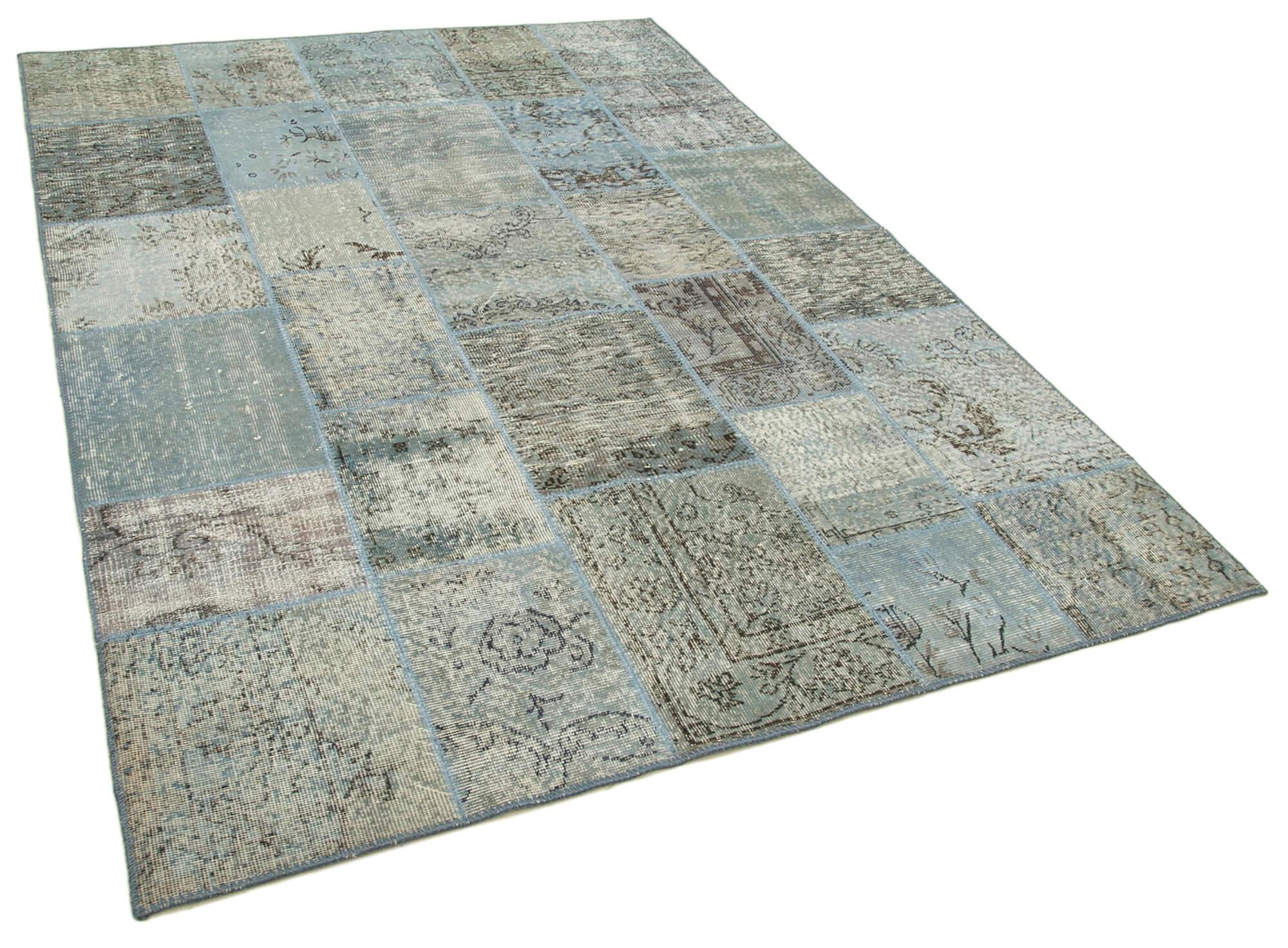 6 x 8 Blue Patchwork Rug - 2556