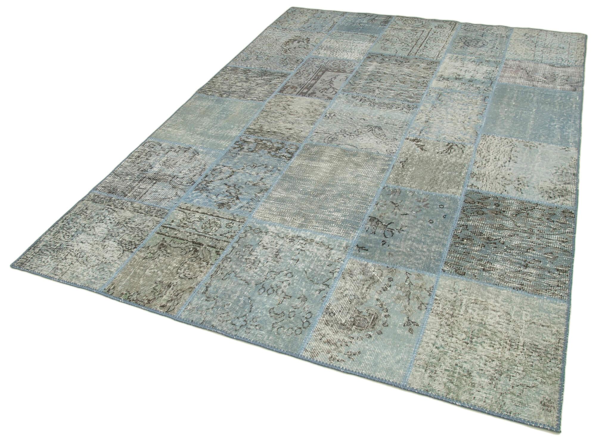 6 x 8 Blue Patchwork Rug - 2556