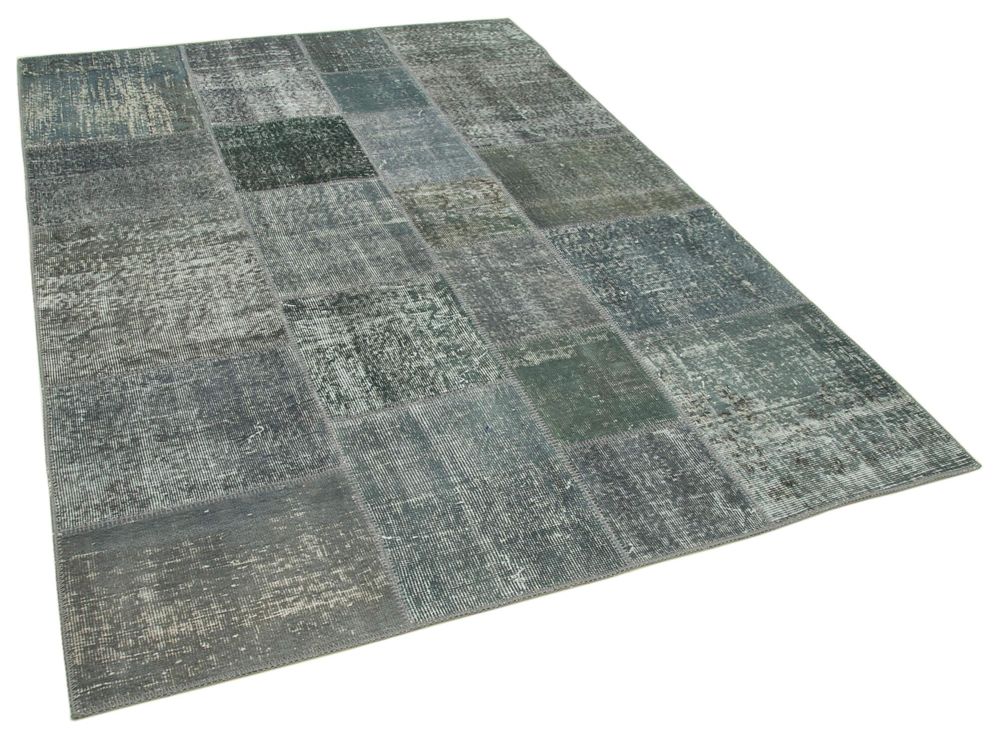 6 x 8 Grey Patchwork Rug - 2558