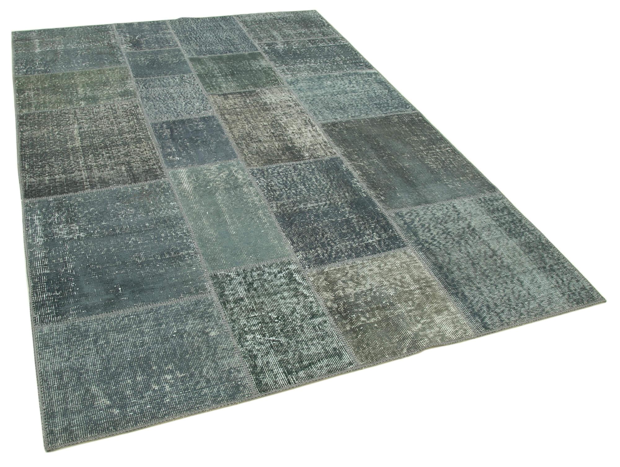 6 x 8 Grey Patchwork Rug - 2559