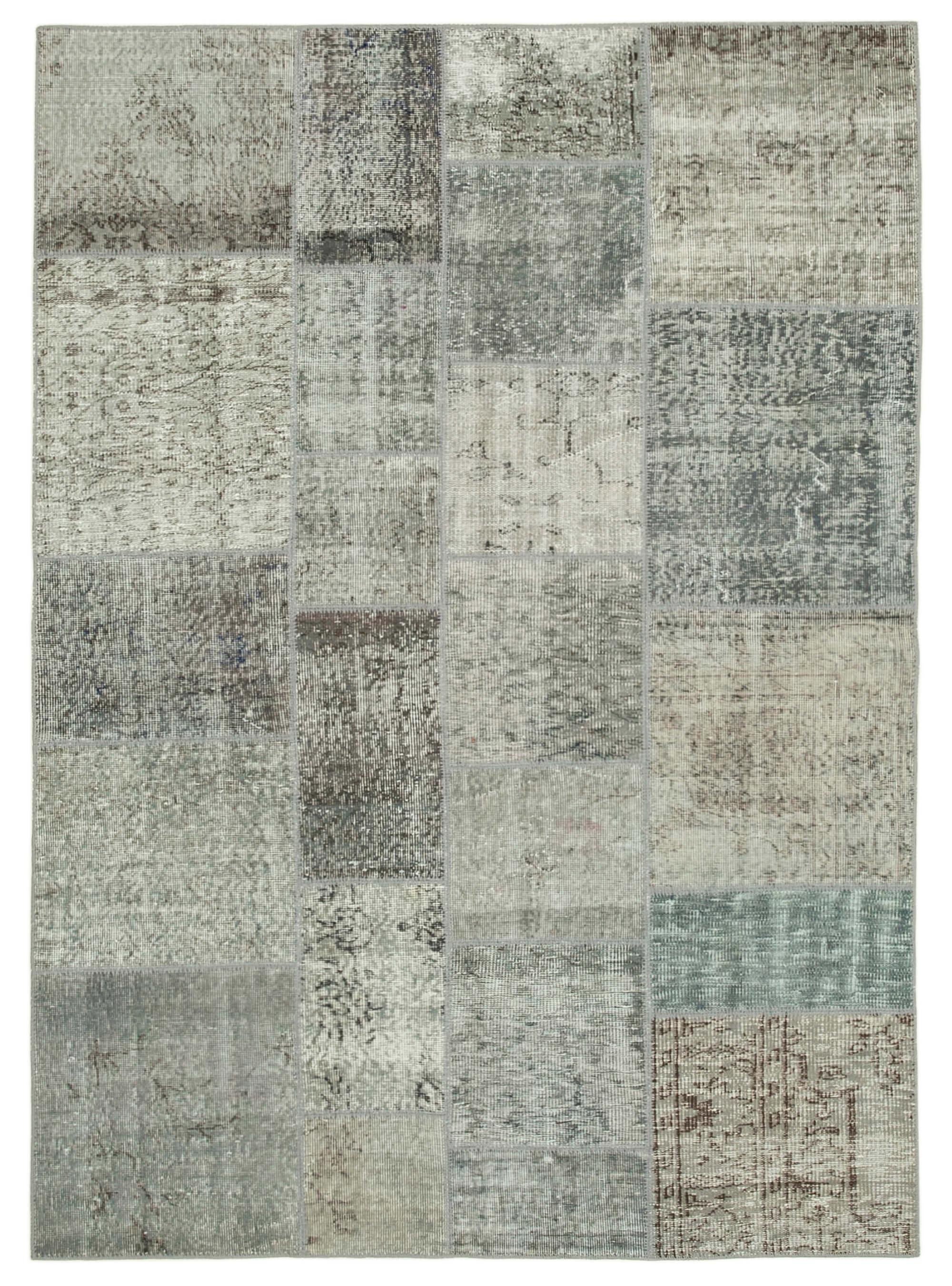 6 x 8 Grey Patchwork Rug - 2563