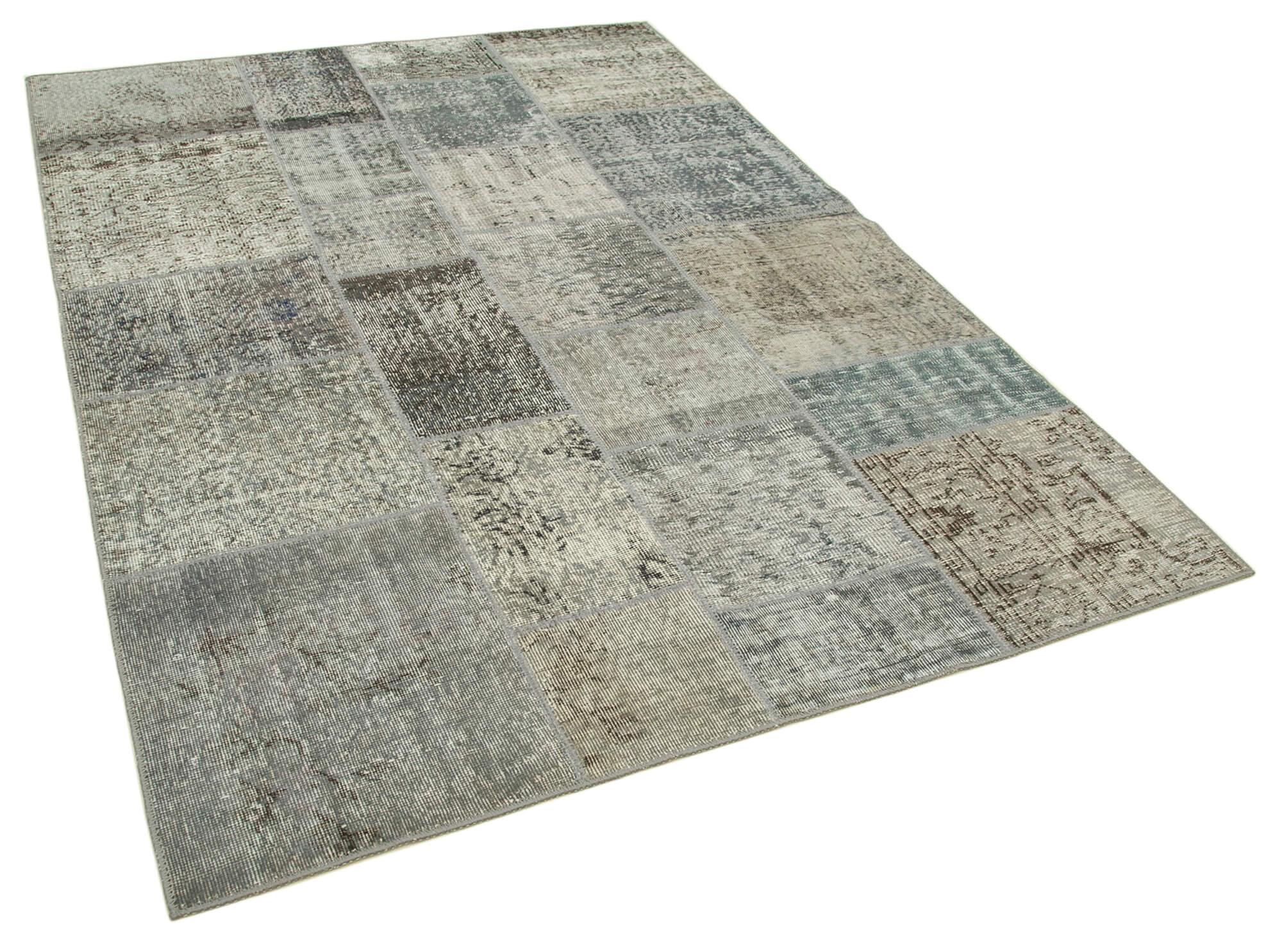 6 x 8 Grey Patchwork Rug - 2563