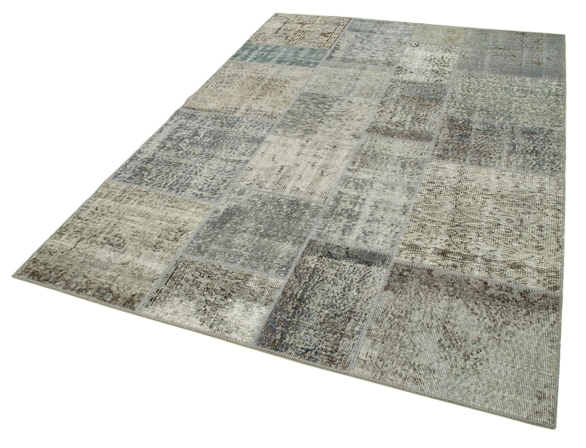 6 x 8 Grey Patchwork Rug - 2563