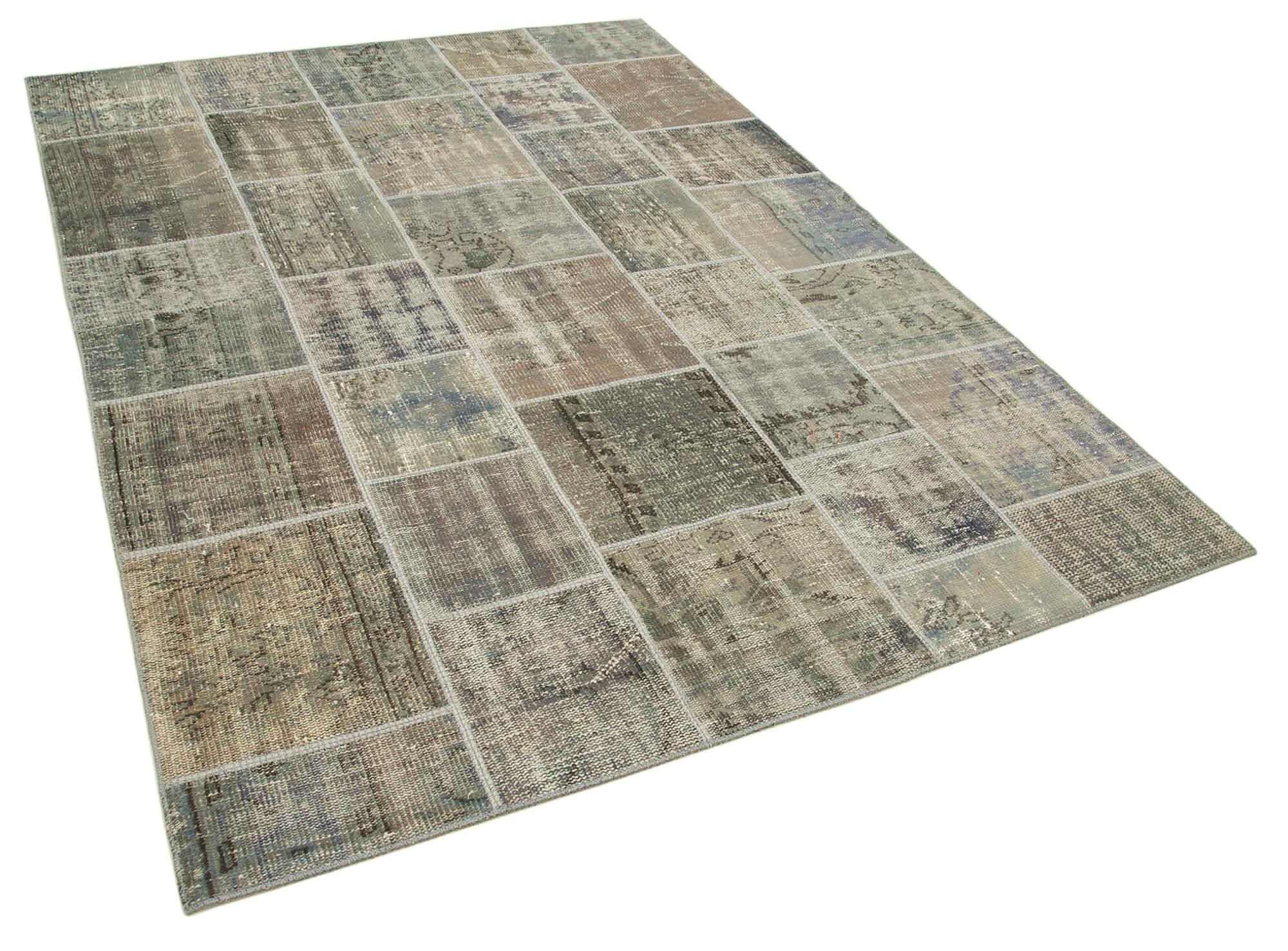 6 x 8 Grey Patchwork Rug - 2564