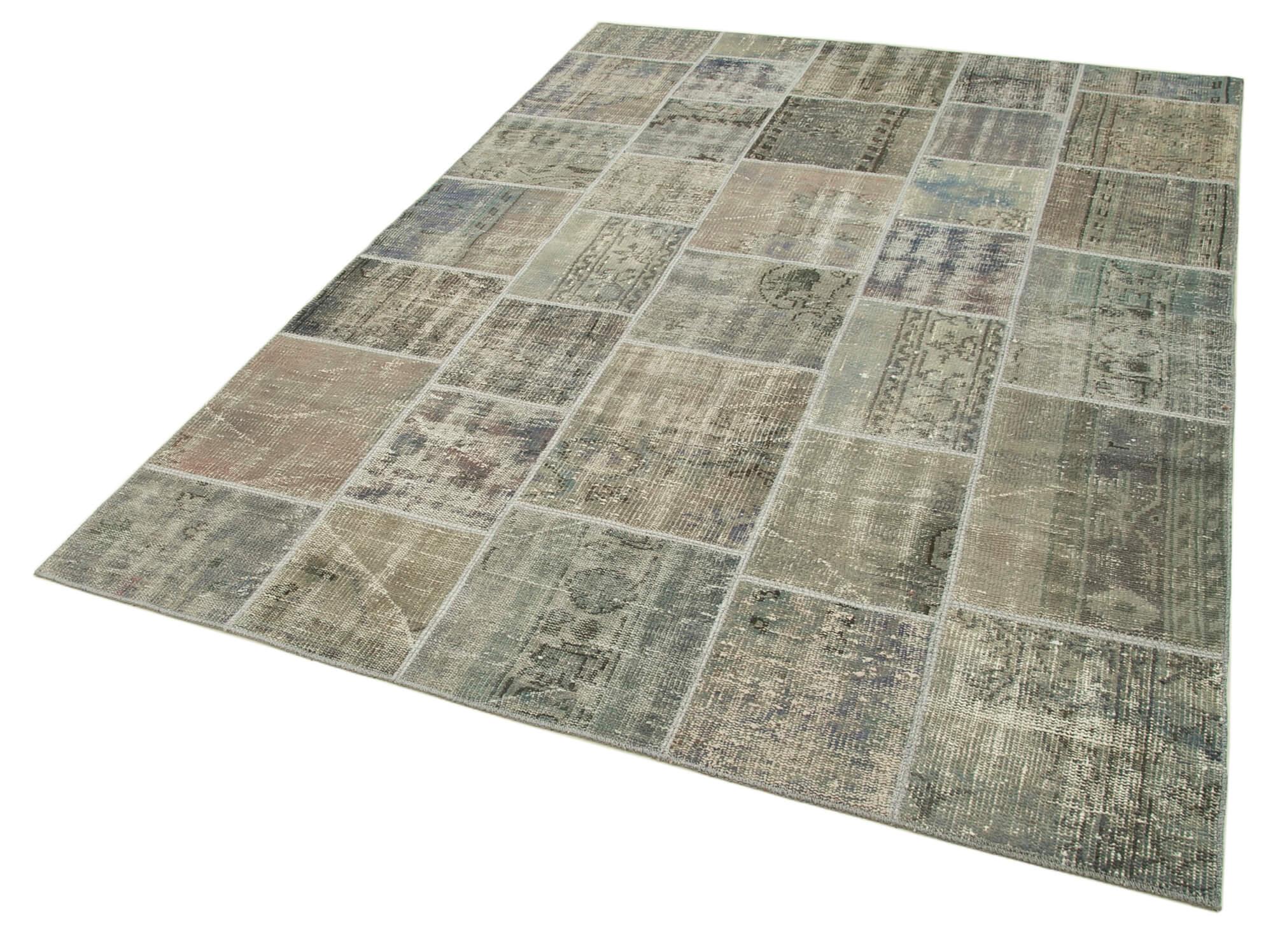 6 x 8 Grey Patchwork Rug - 2564