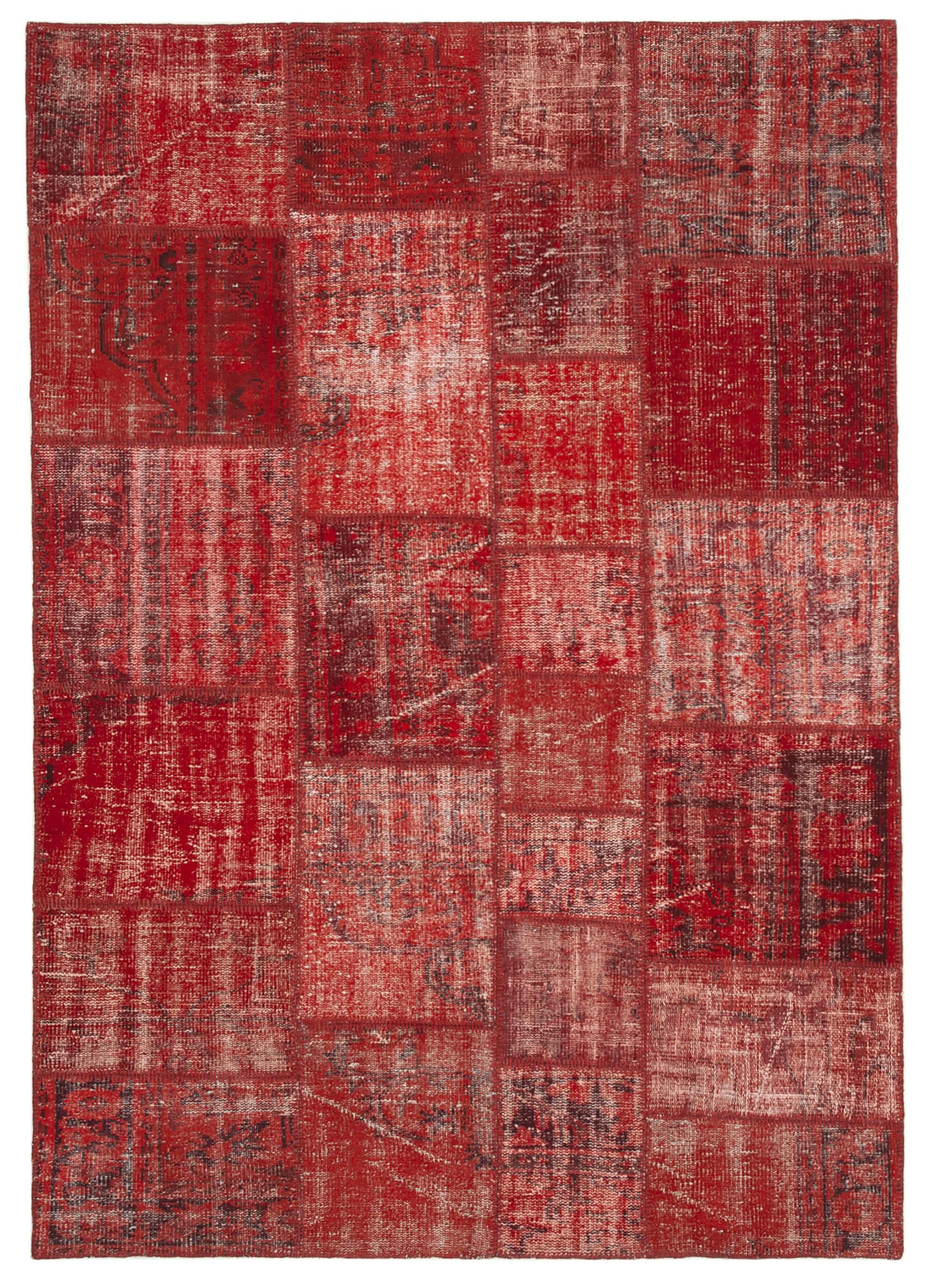 6 x 8 Red Patchwork Rug - 2569