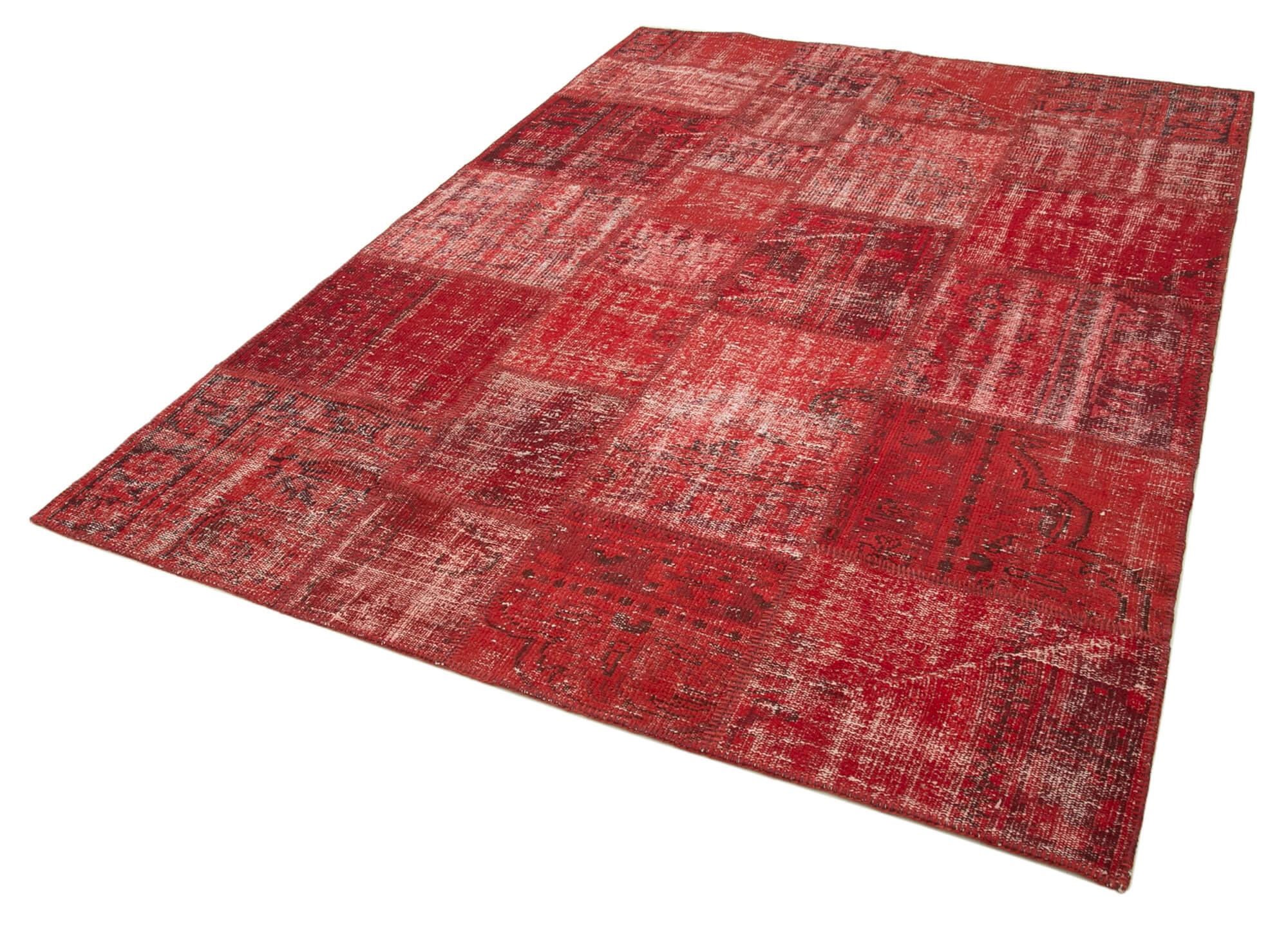 6 x 8 Red Patchwork Rug - 2569