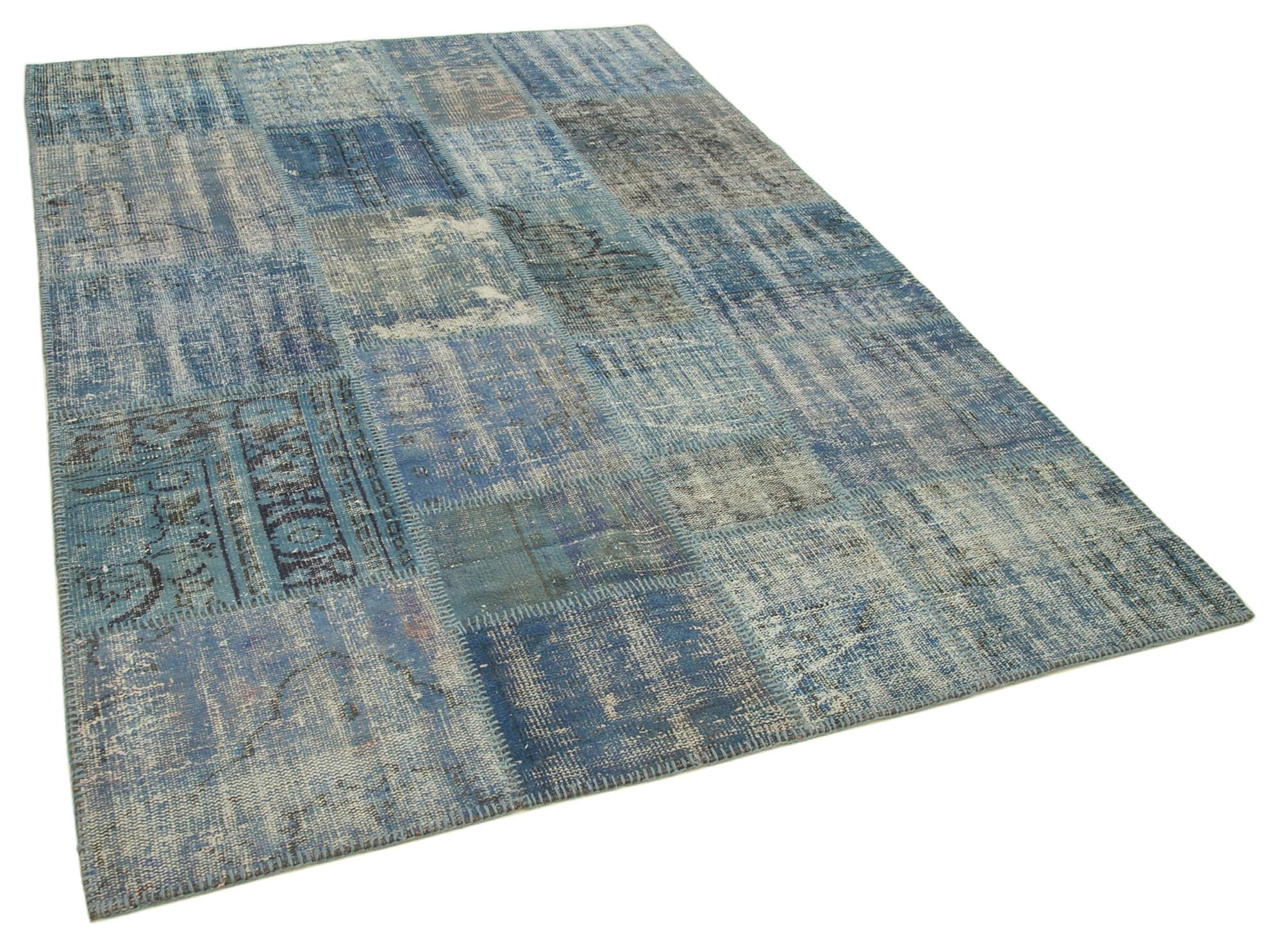 6 x 8 Blue Patchwork Rug - 2571