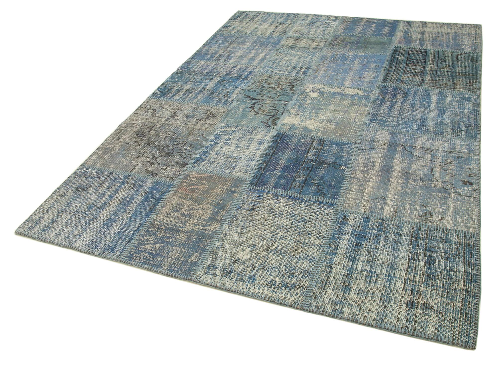 6 x 8 Blue Patchwork Rug - 2571