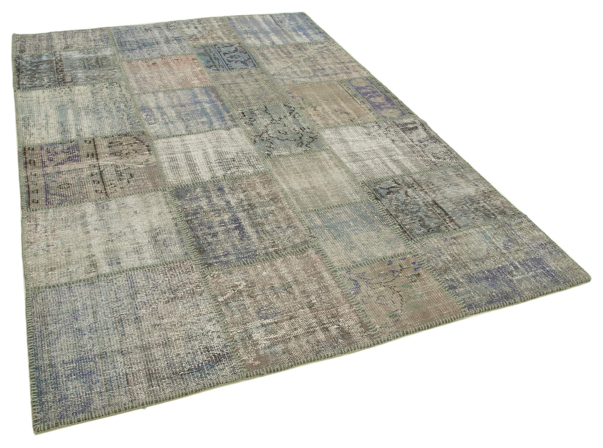 6 x 8 Grey Patchwork Rug - 2572