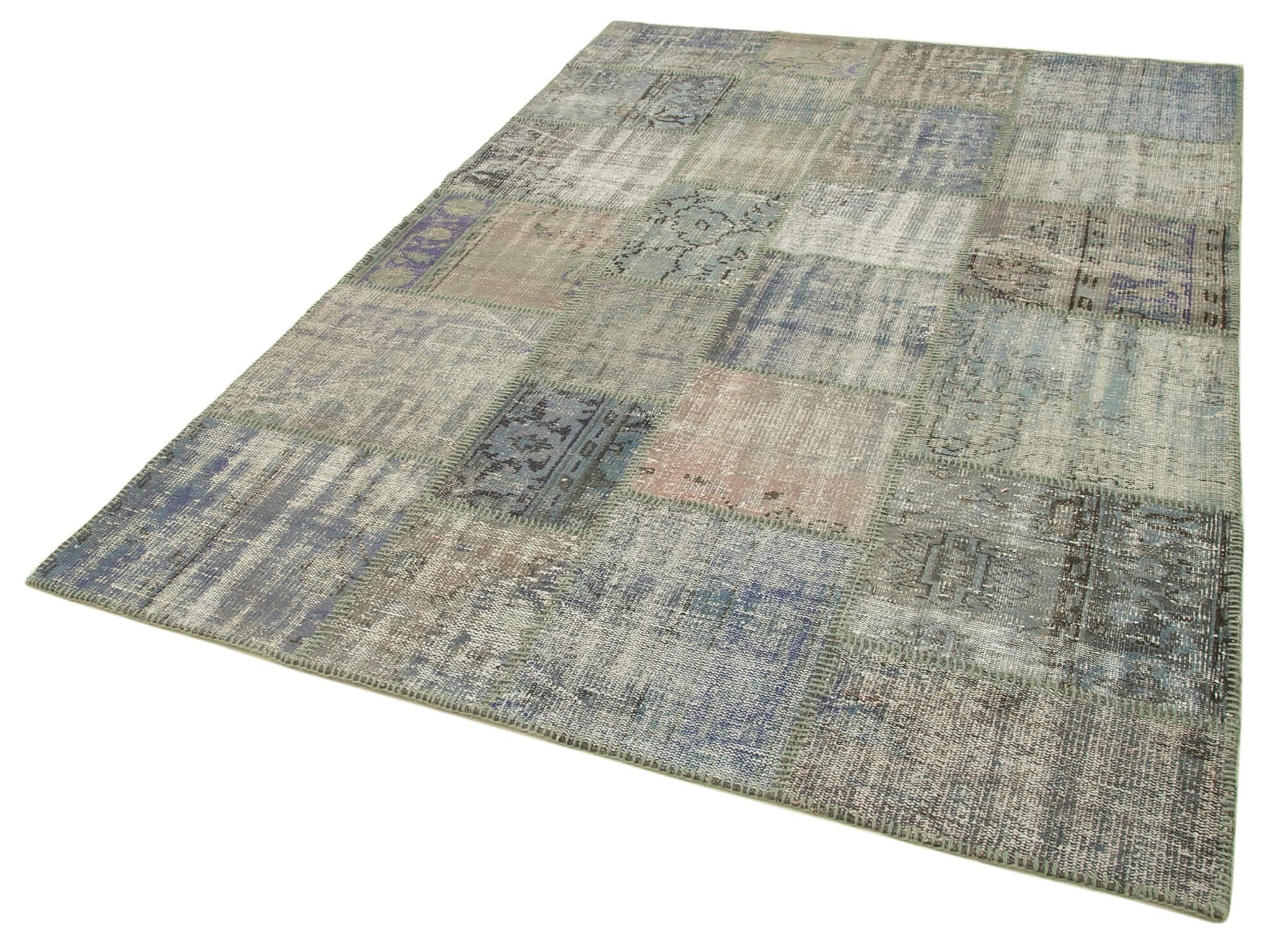 6 x 8 Grey Patchwork Rug - 2572