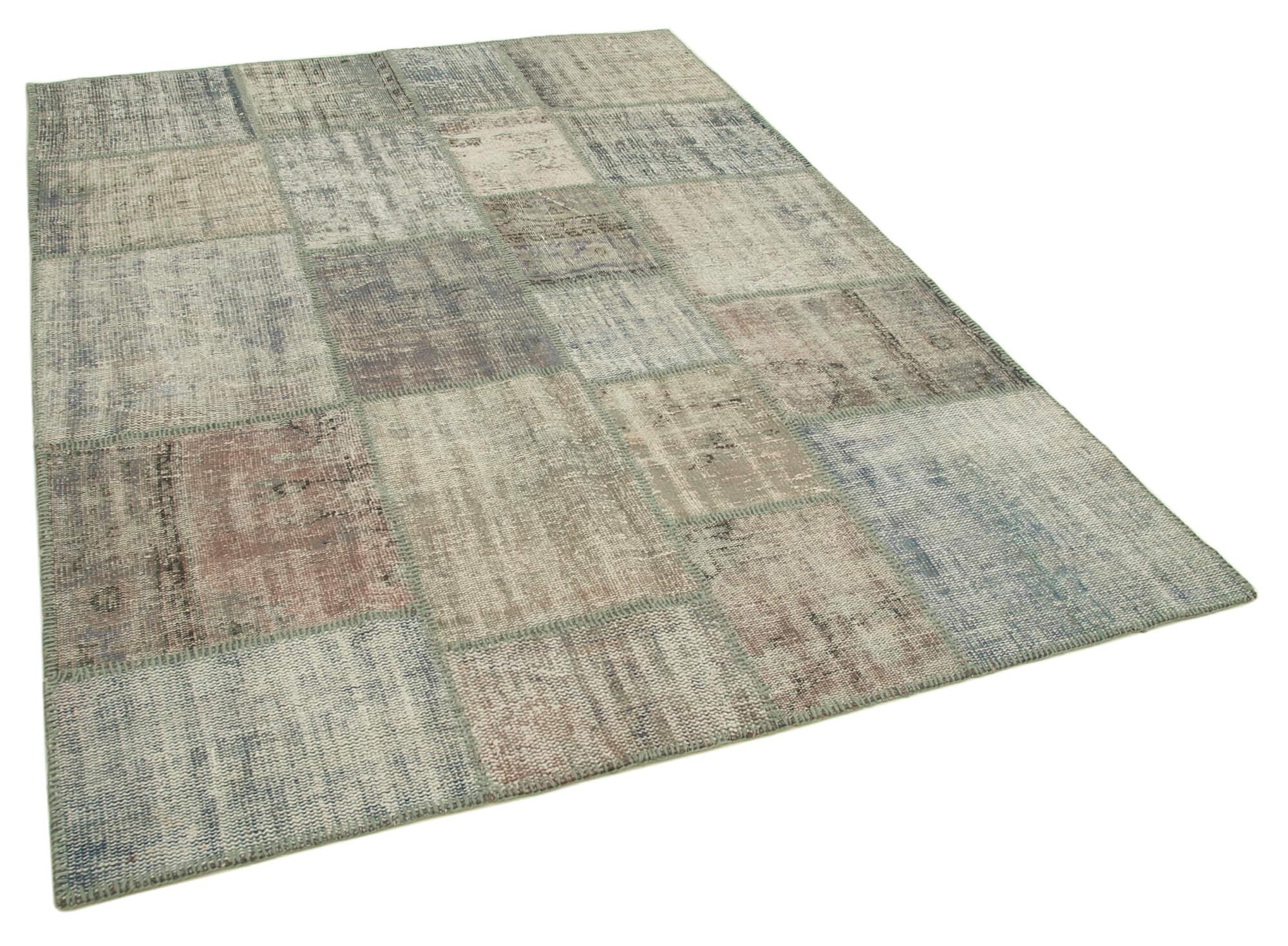 6 x 8 Grey Patchwork Rug - 2573