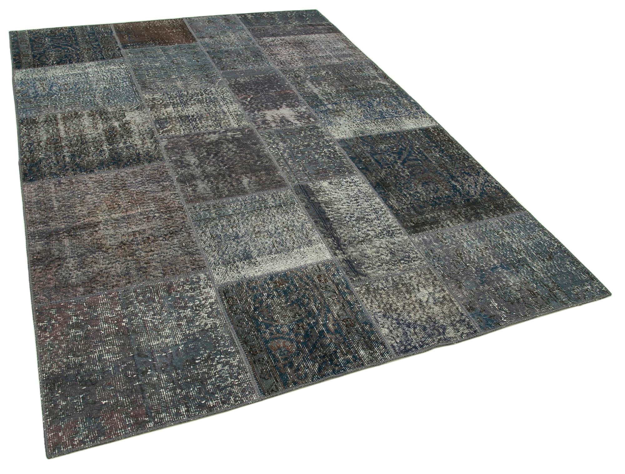 6 x 8 Grey Patchwork Rug - 2574