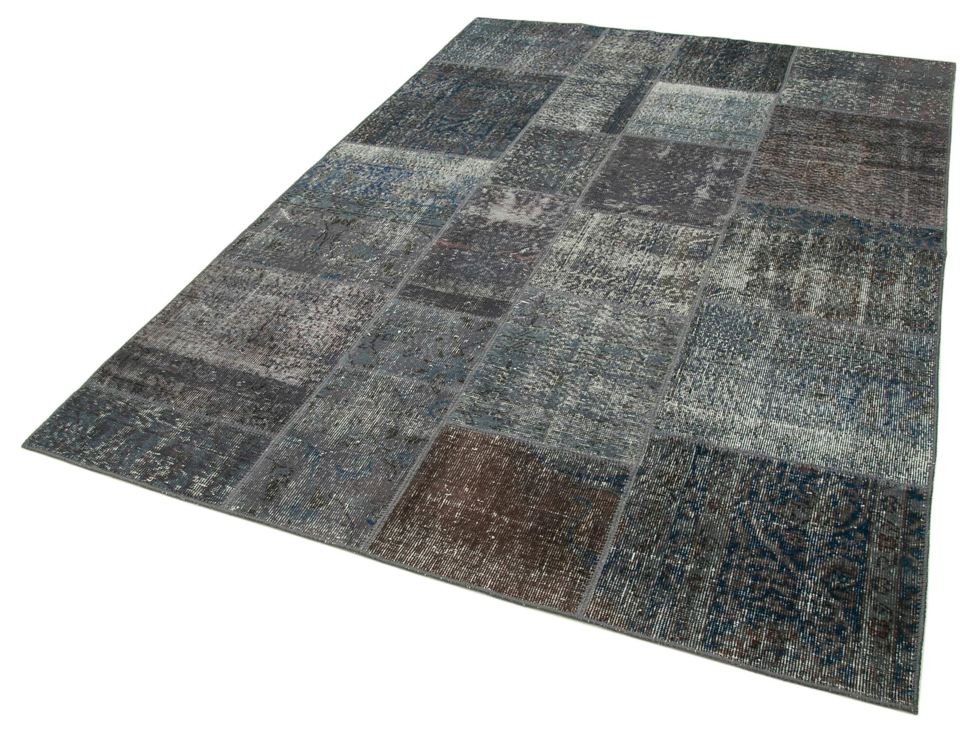 6 x 8 Grey Patchwork Rug - 2574