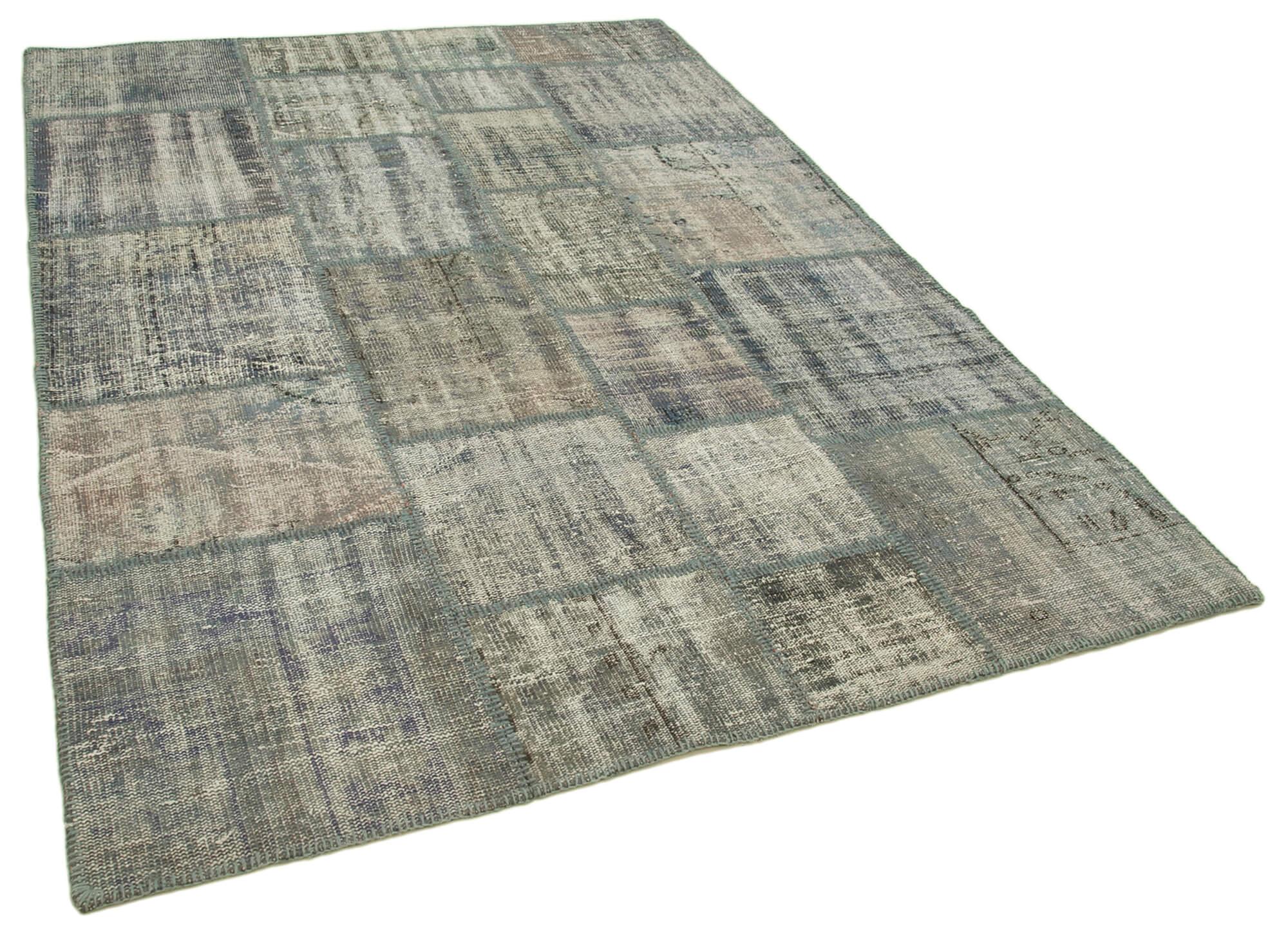 6 x 8 Grey Patchwork Rug - 2581