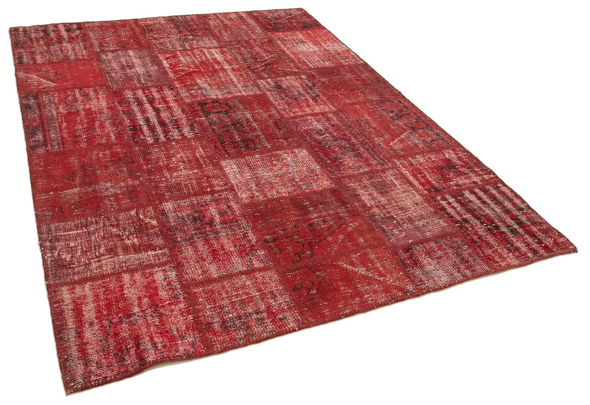 6 x 8 Red Patchwork Rug - 2585