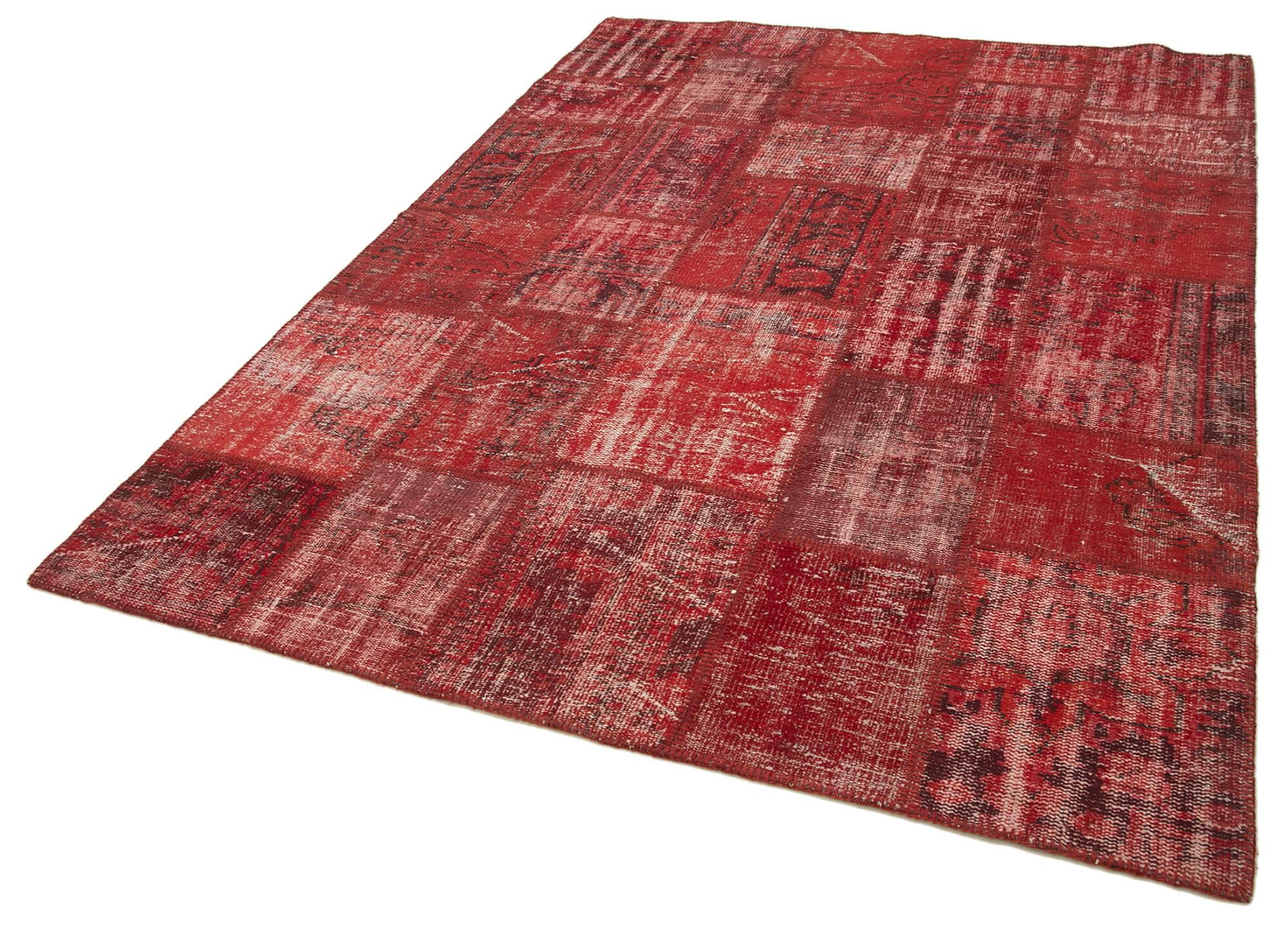 6 x 8 Red Patchwork Rug - 2585