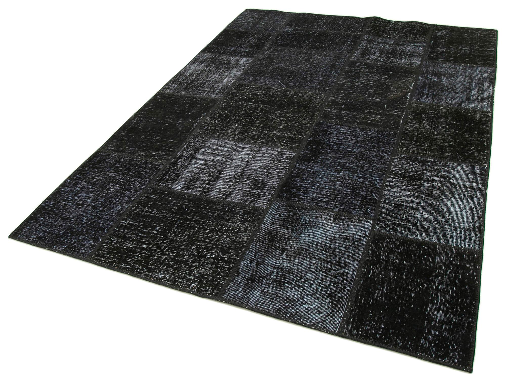 5 x 8 Black Patchwork Rug - 2589