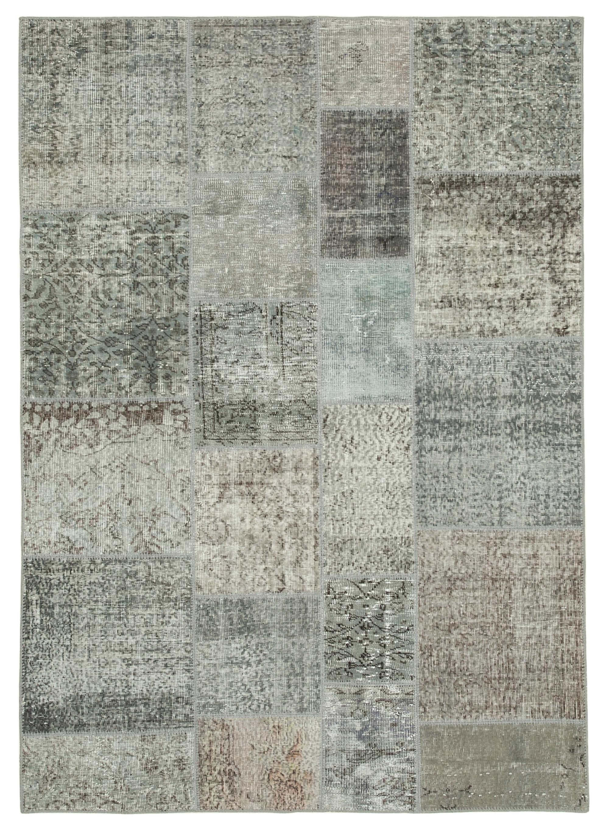 6 x 8 Grey Patchwork Rug - 2591