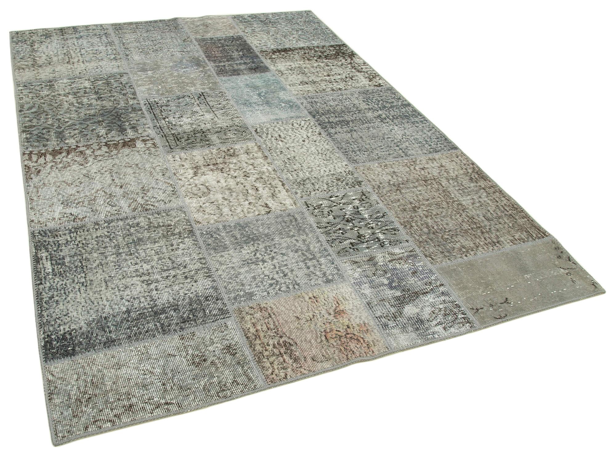 6 x 8 Grey Patchwork Rug - 2591