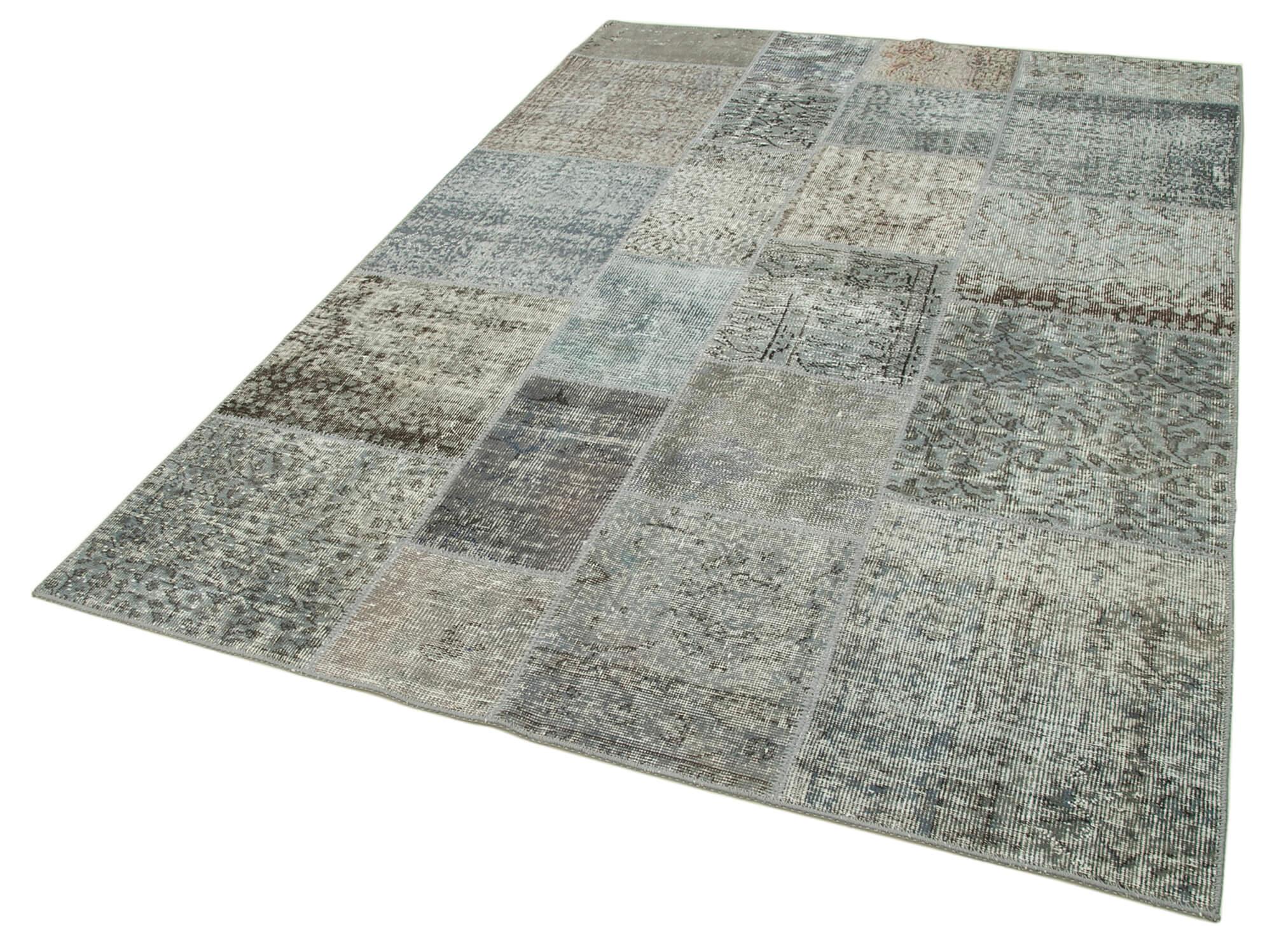 6 x 8 Grey Patchwork Rug - 2591