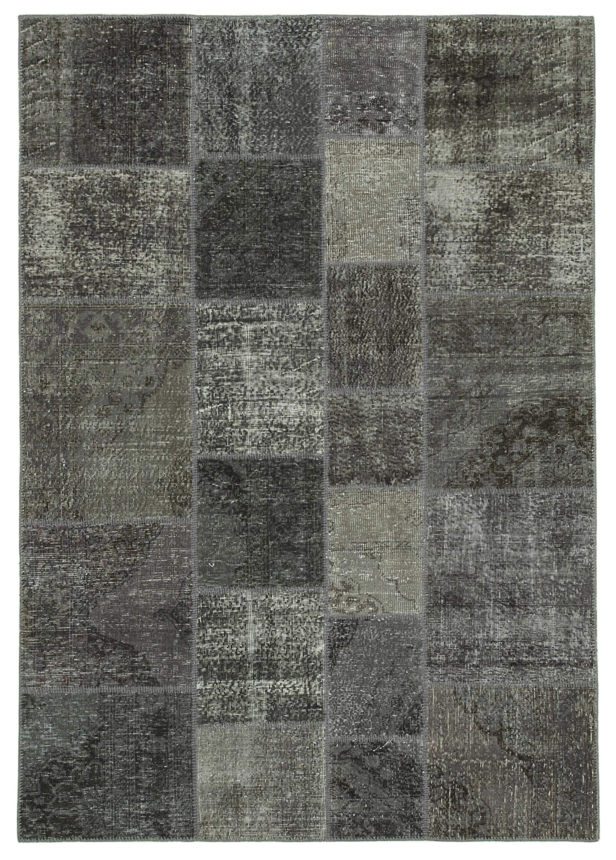 6 x 8 Grey Patchwork Rug - 2597