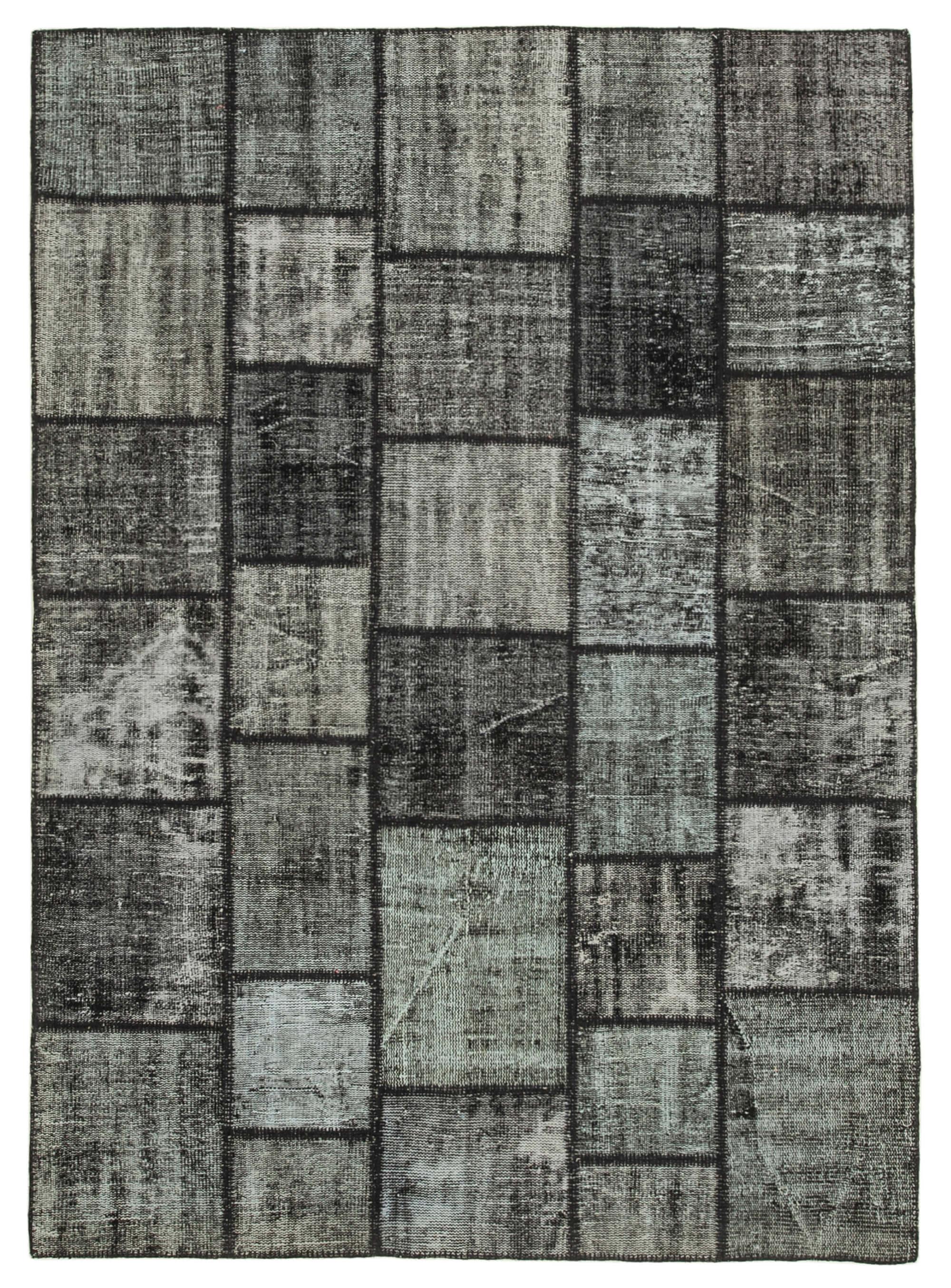 6 x 8 Black Patchwork Rug - 2599