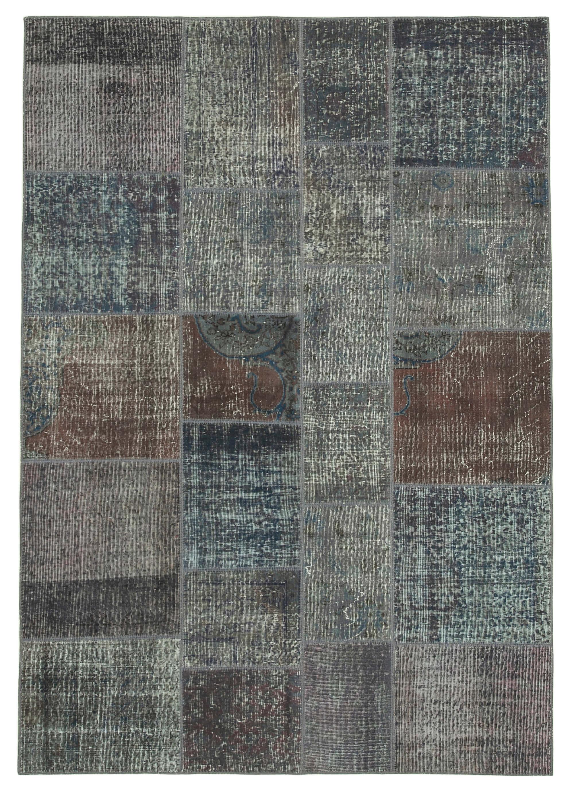 6 x 8 Grey Patchwork Rug - 2600