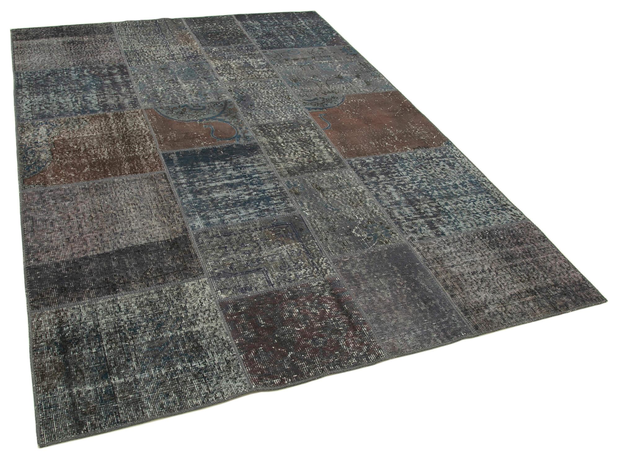 6 x 8 Grey Patchwork Rug - 2600