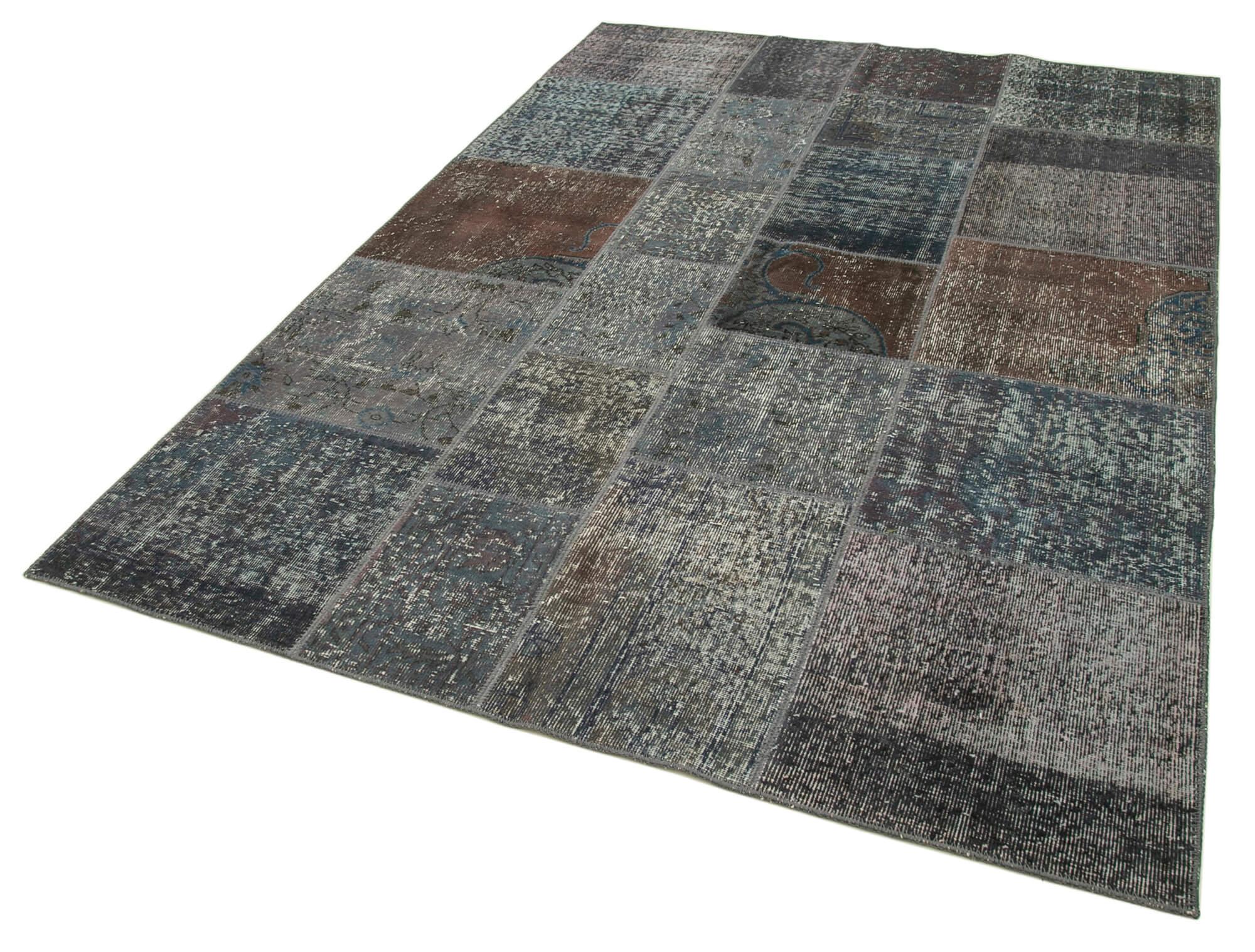 6 x 8 Grey Patchwork Rug - 2600