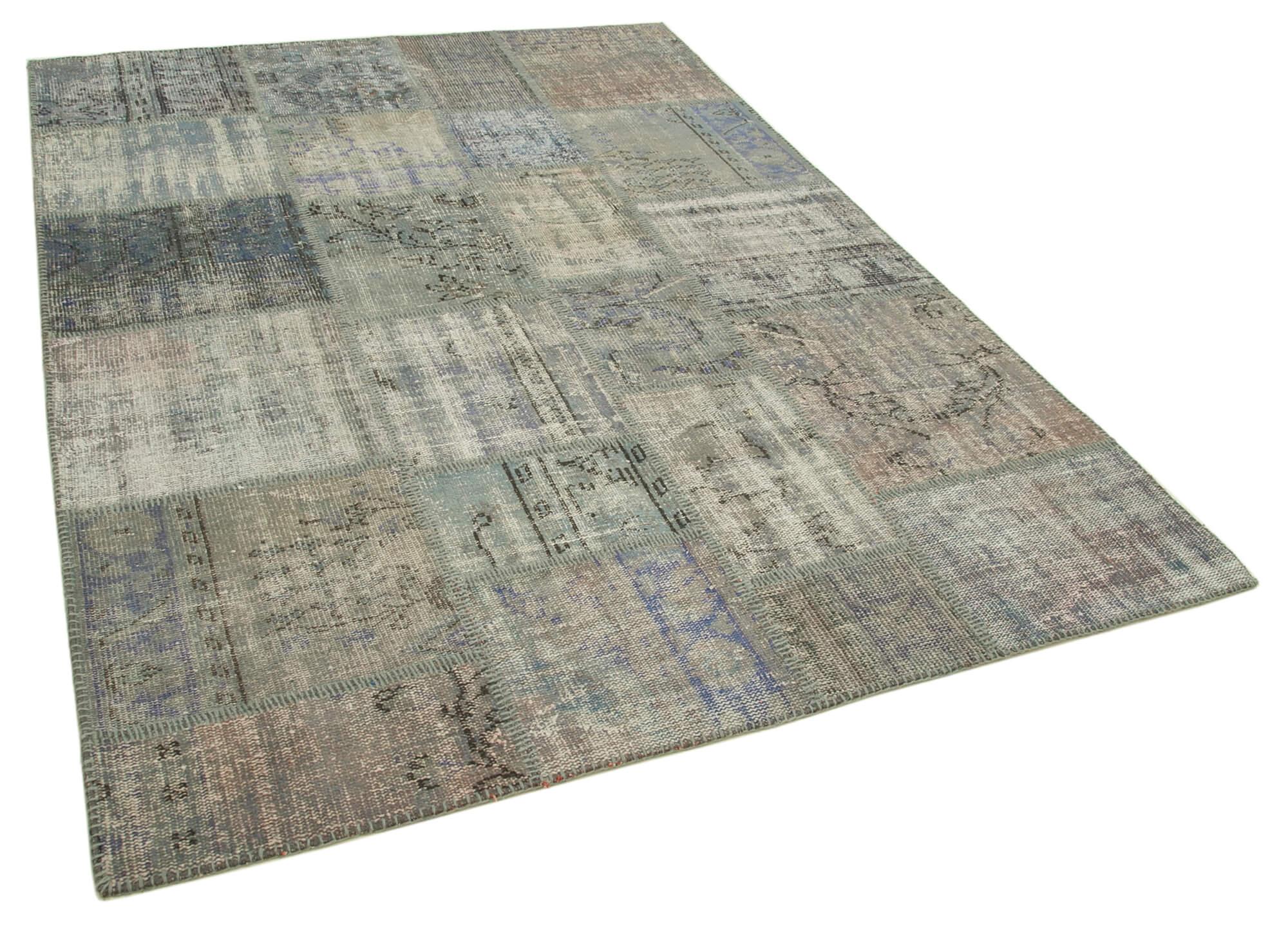 6 x 8 Grey Patchwork Rug - 2601