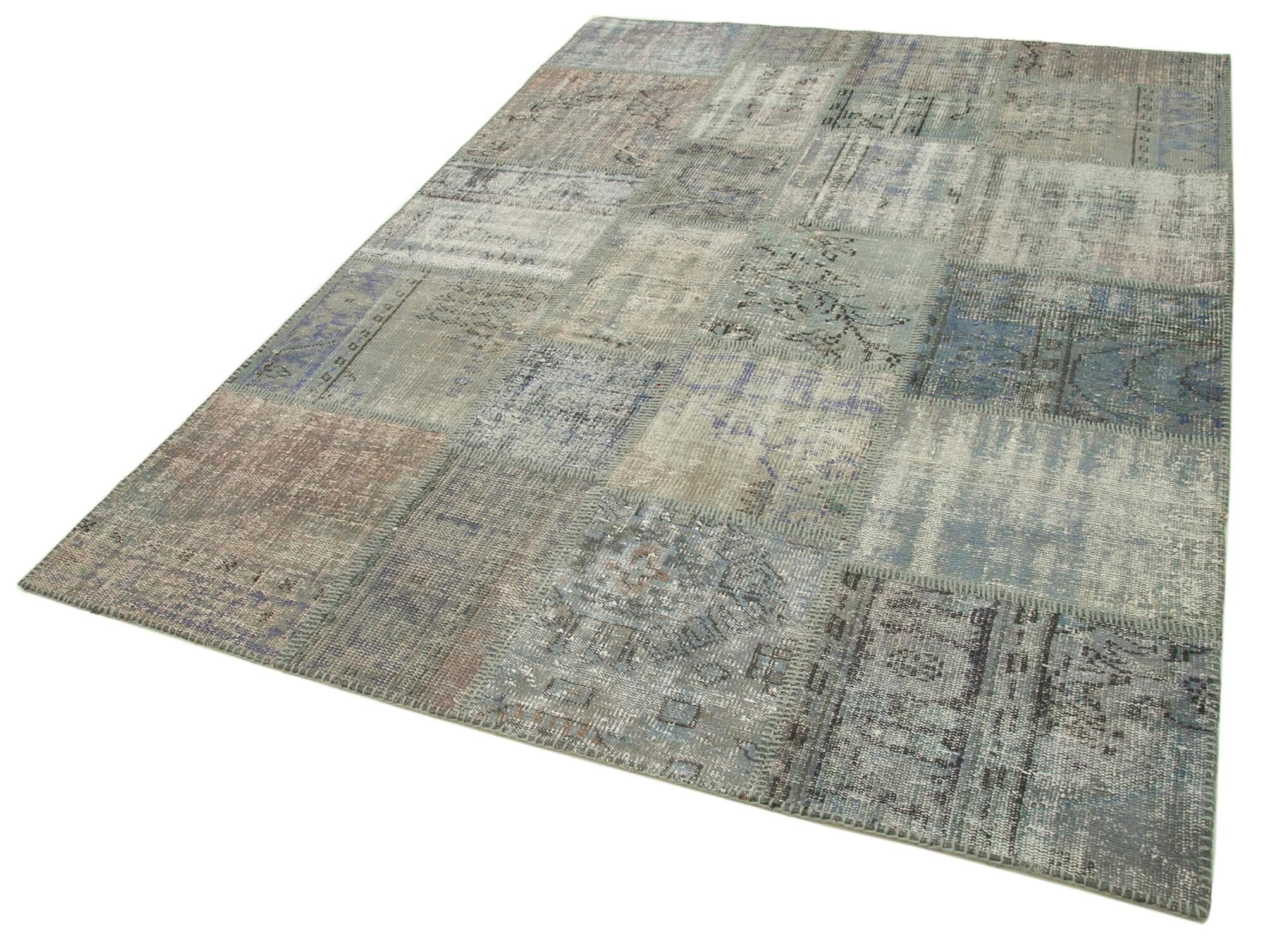 6 x 8 Grey Patchwork Rug - 2601