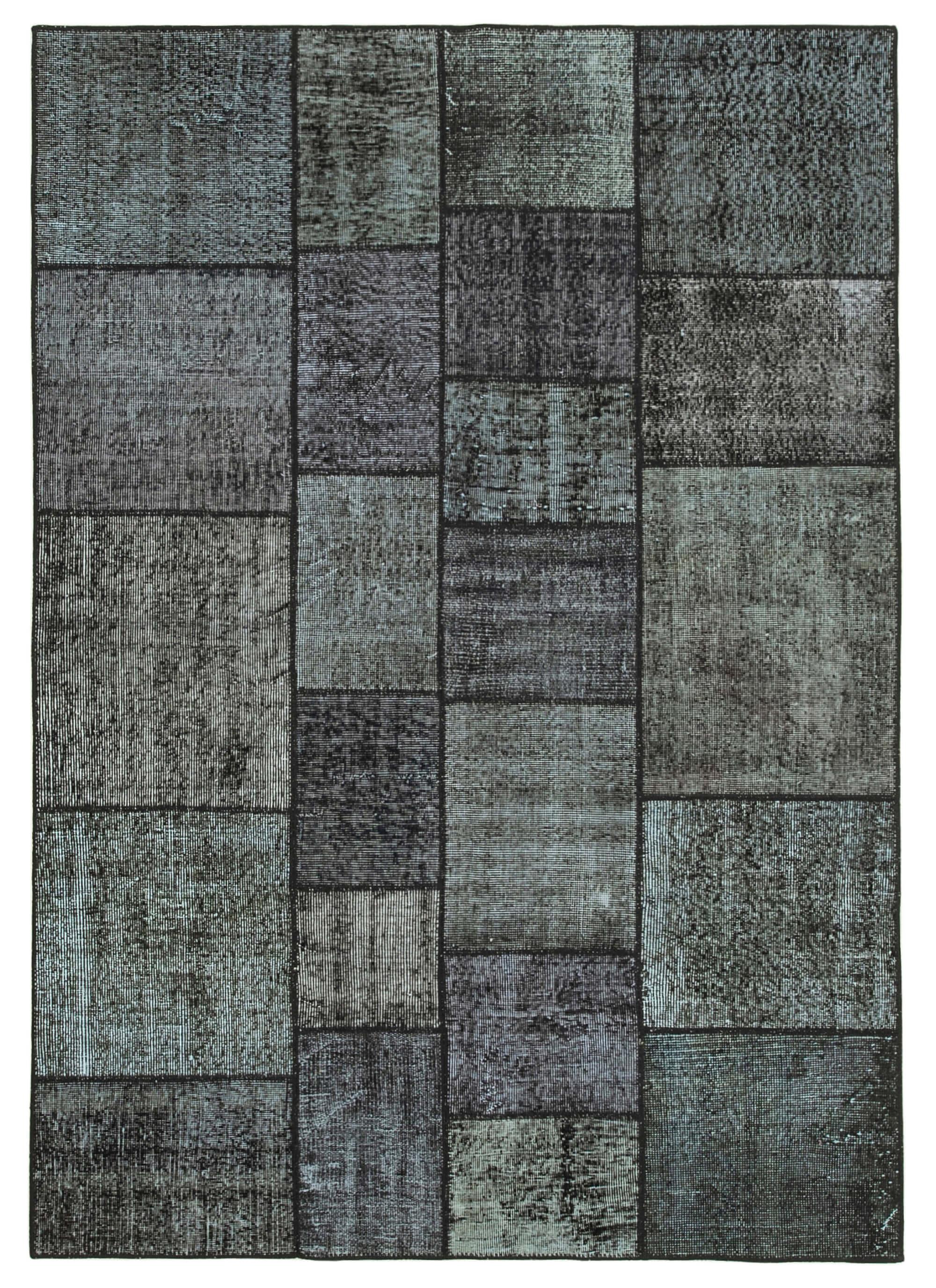 6 x 8 Black Patchwork Rug - 2602