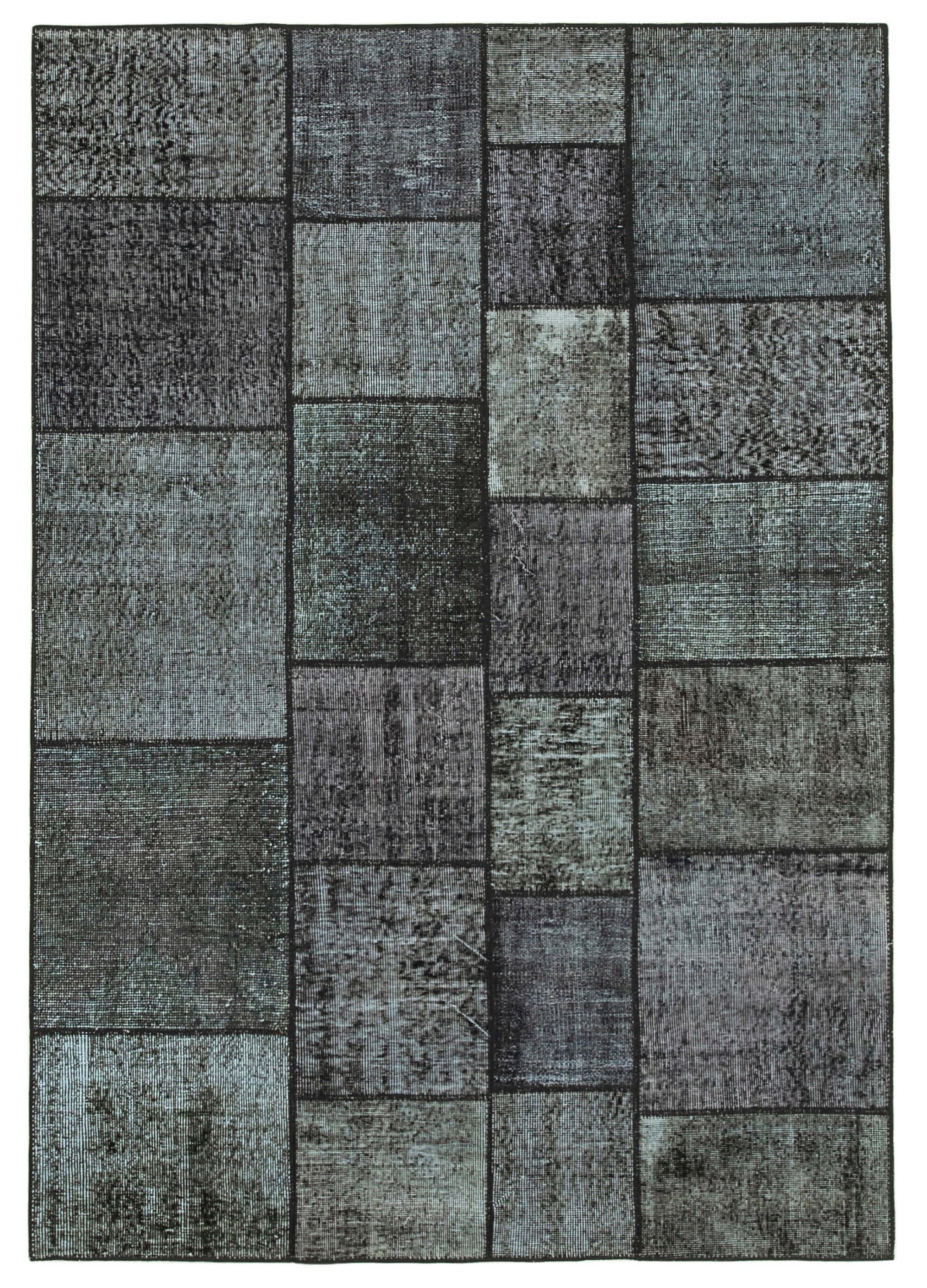 6 x 8 Black Patchwork Rug - 2606