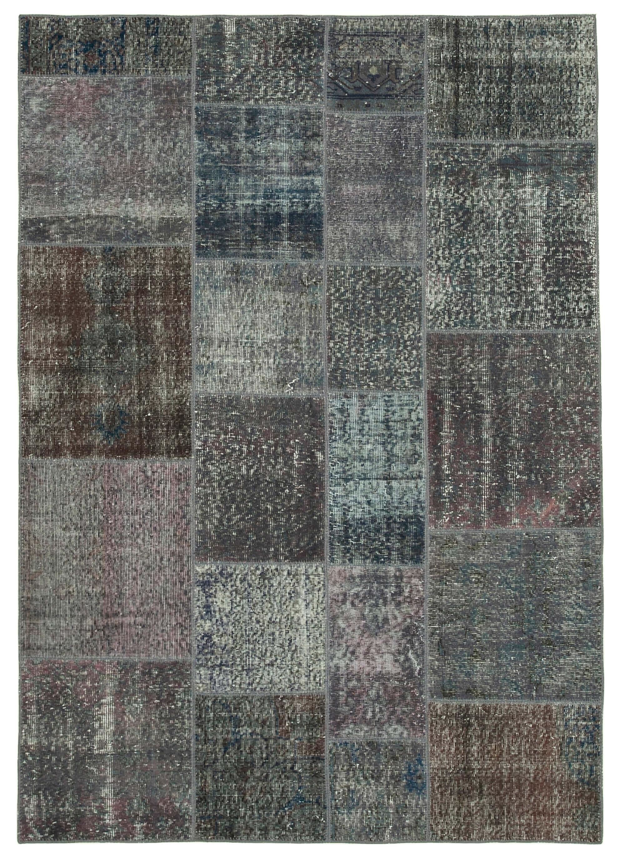 6 x 8 Grey Patchwork Rug - 2610