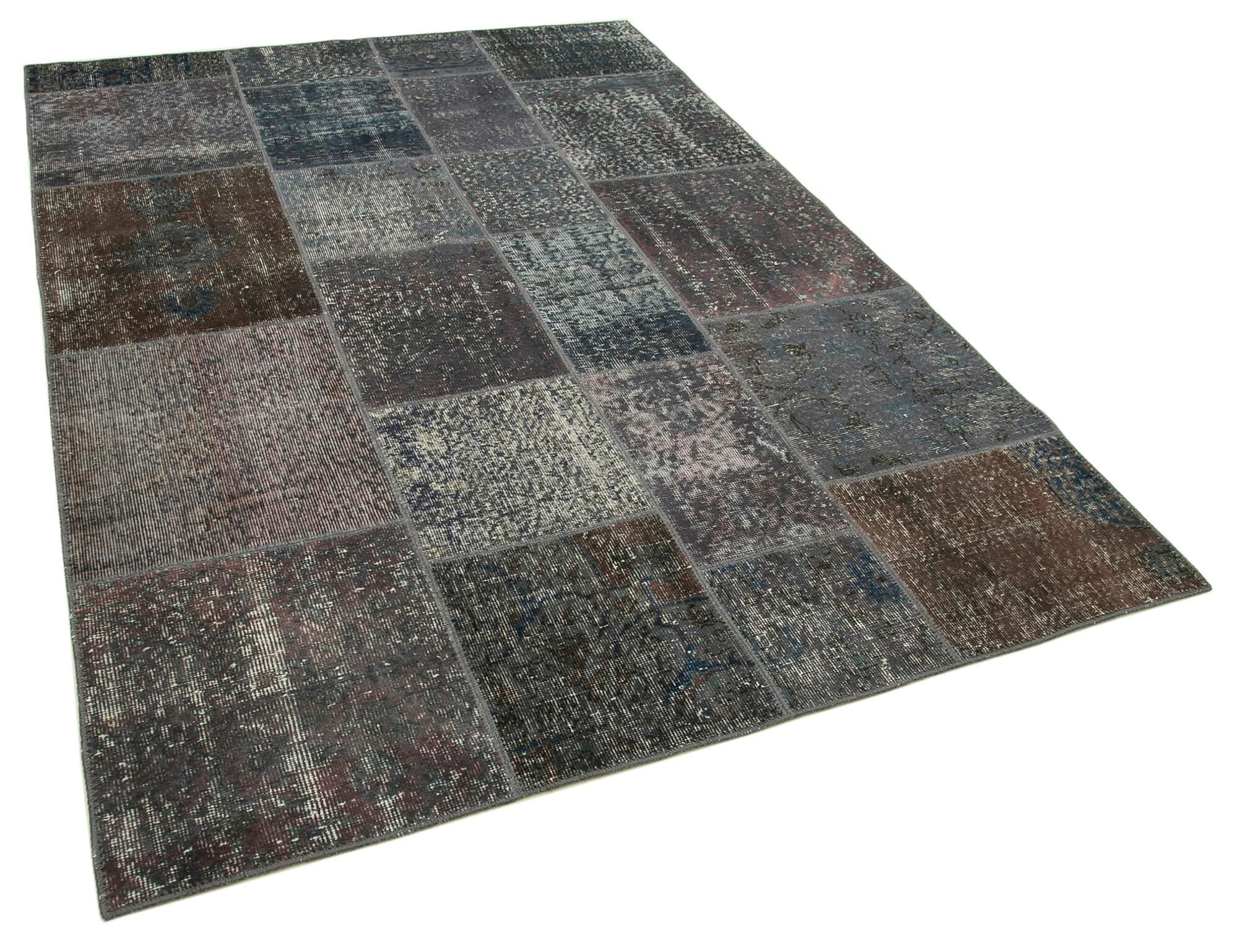 6 x 8 Grey Patchwork Rug - 2610