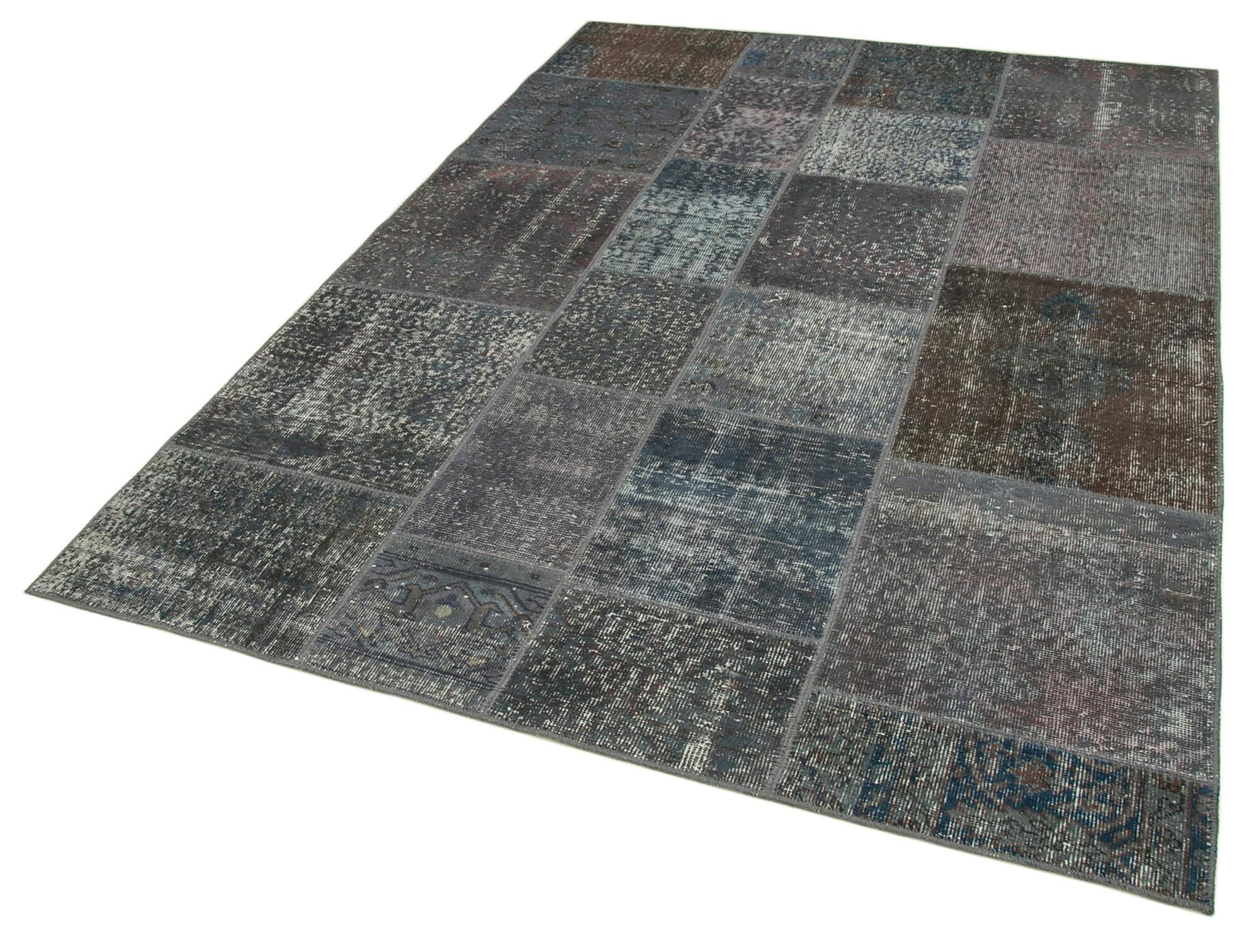 6 x 8 Grey Patchwork Rug - 2610