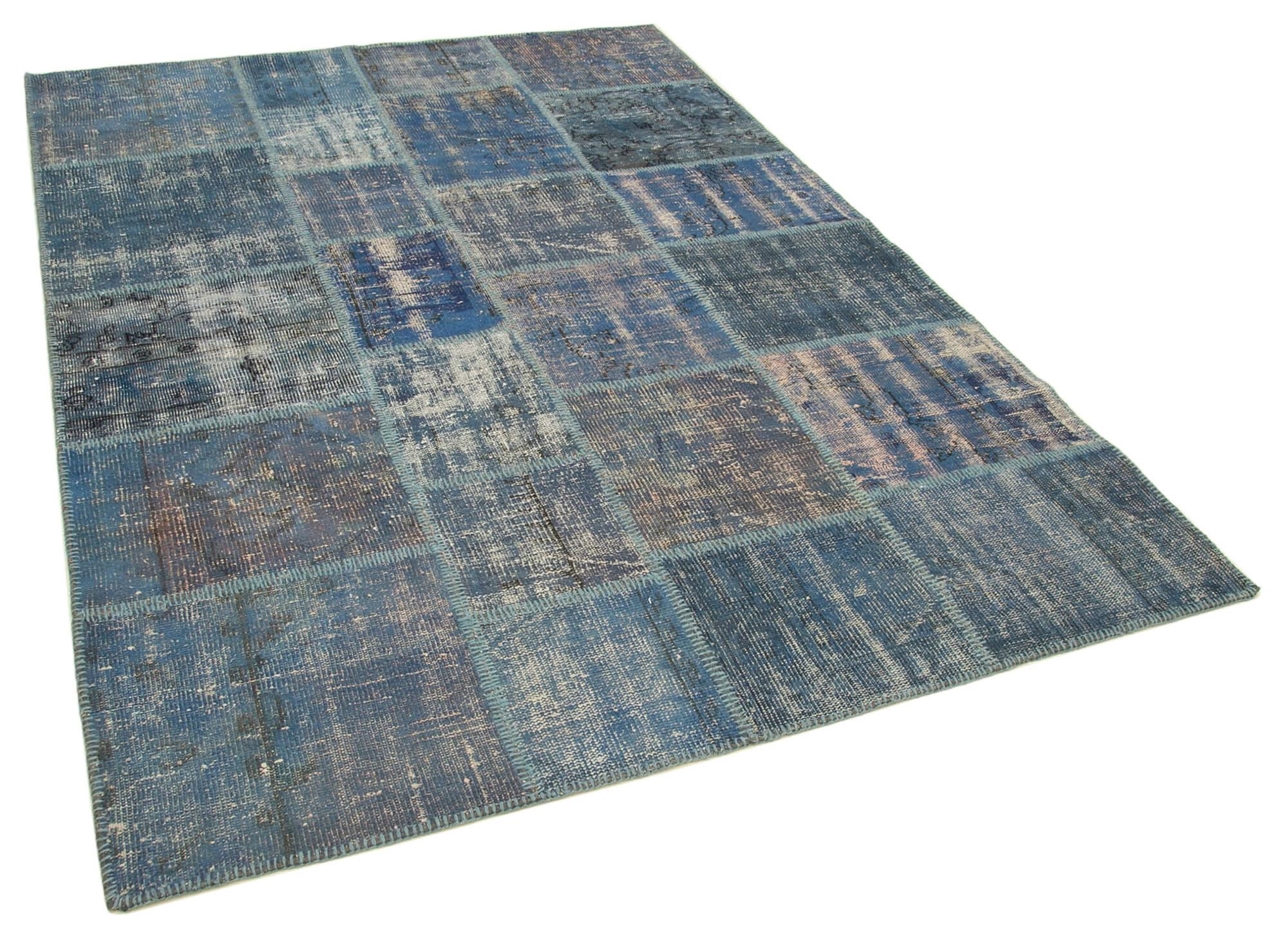 6 x 8 Blue Patchwork Rug - 2611