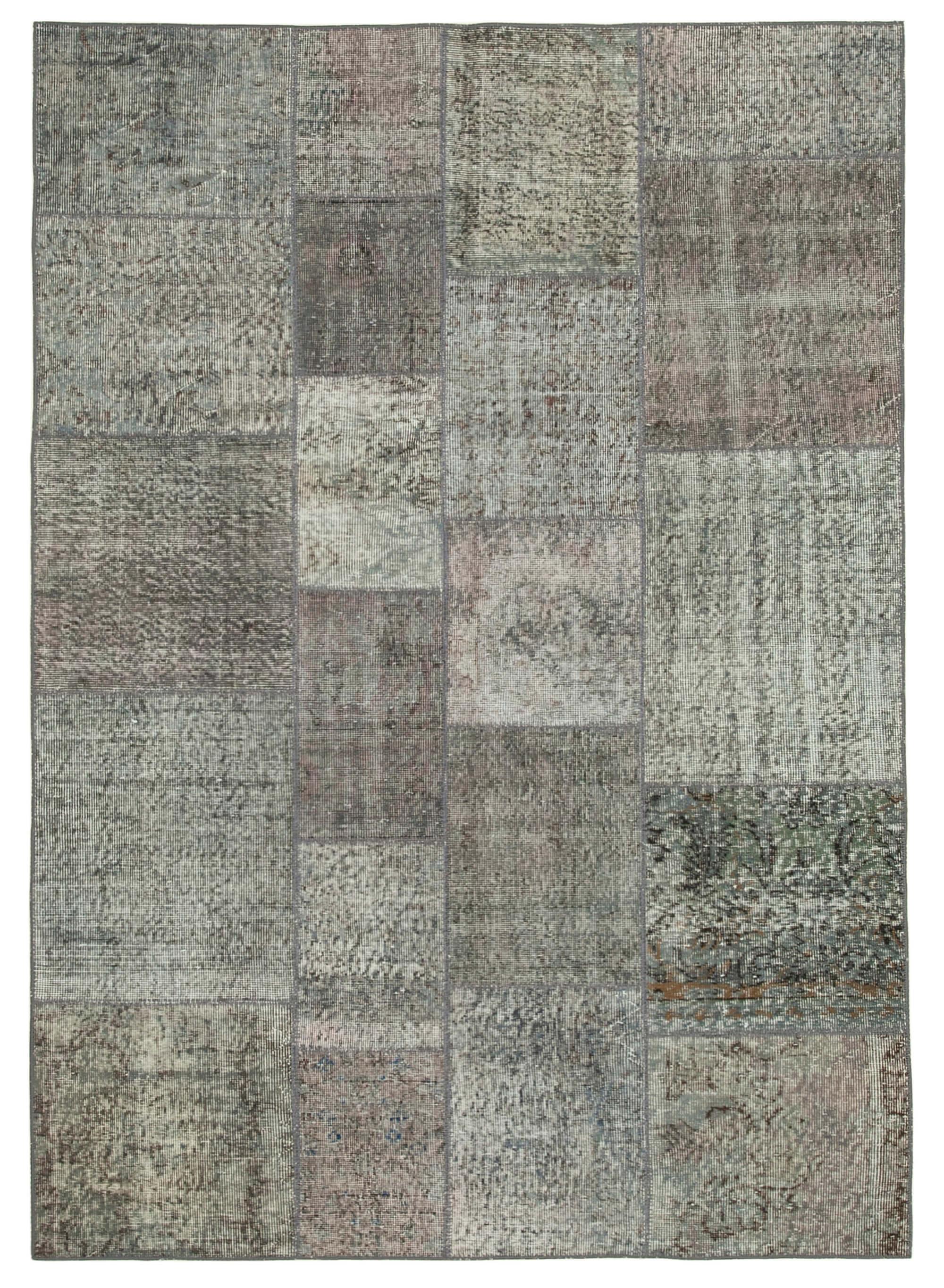 6 x 8 Grey Patchwork Rug - 2612