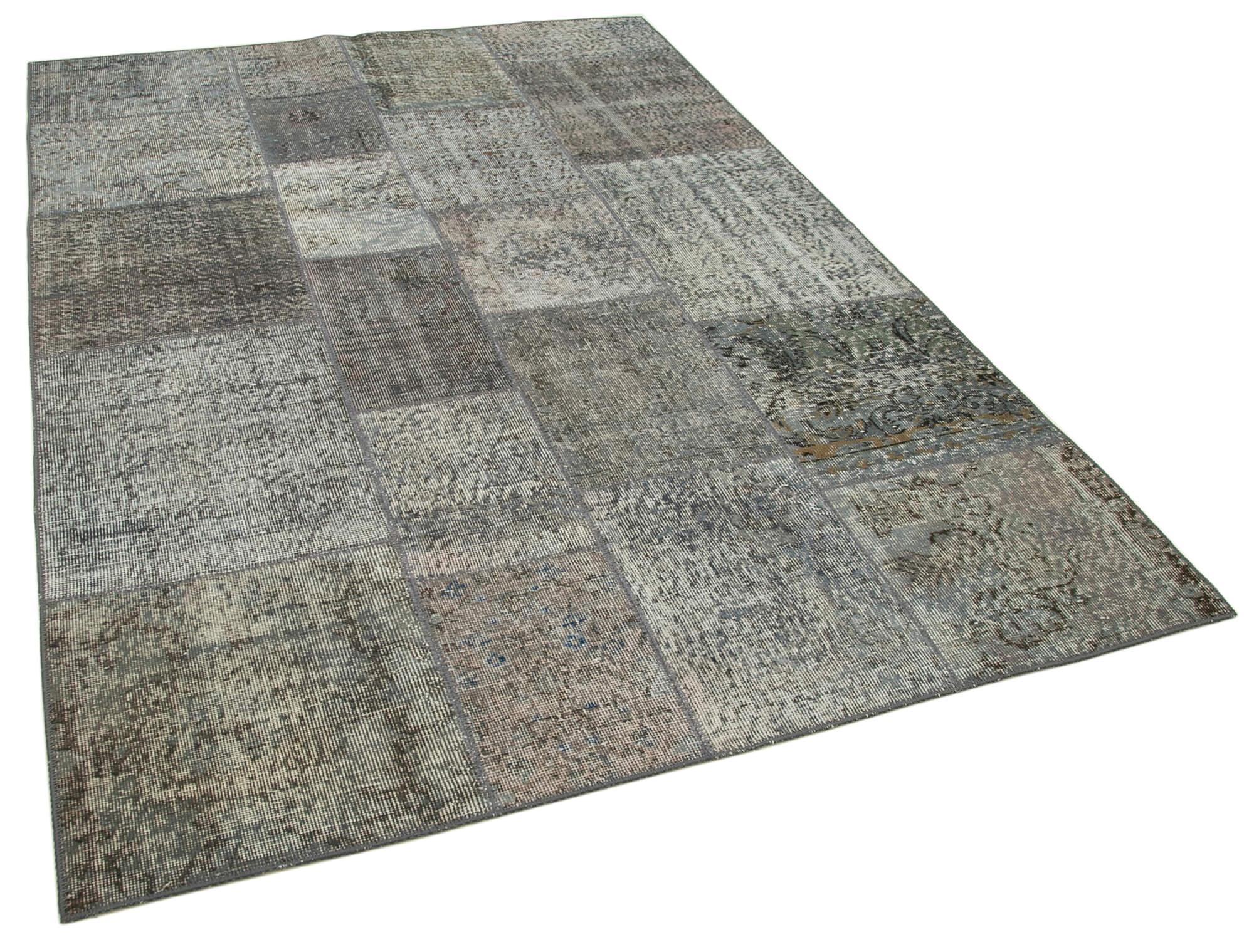 6 x 8 Grey Patchwork Rug - 2612