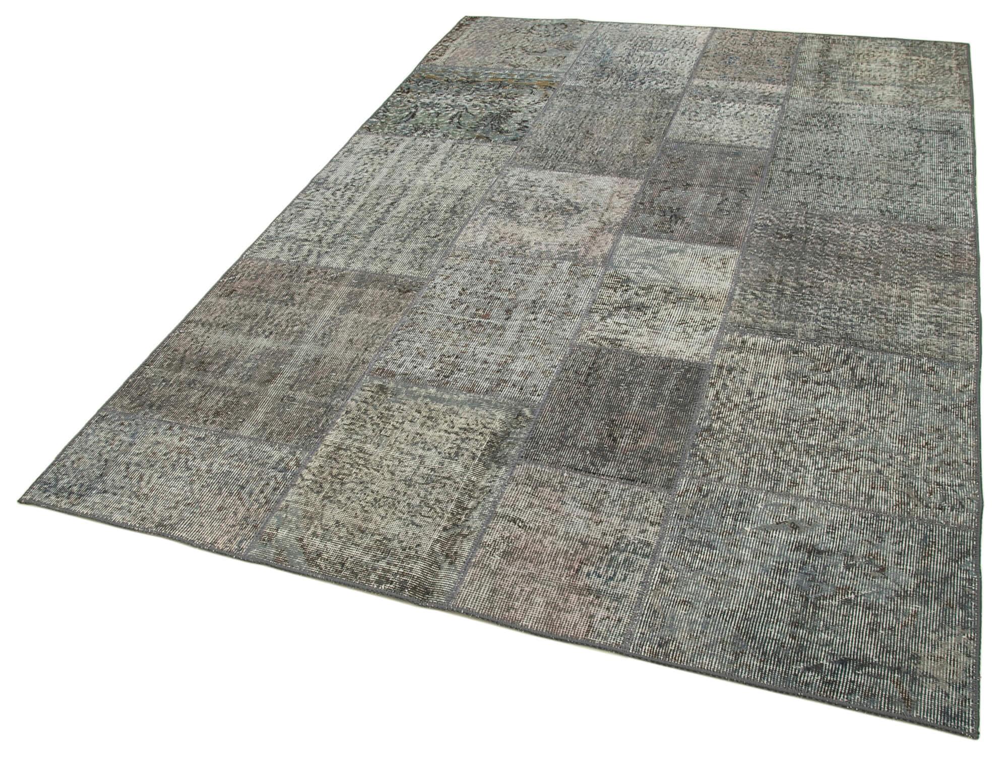 6 x 8 Grey Patchwork Rug - 2612