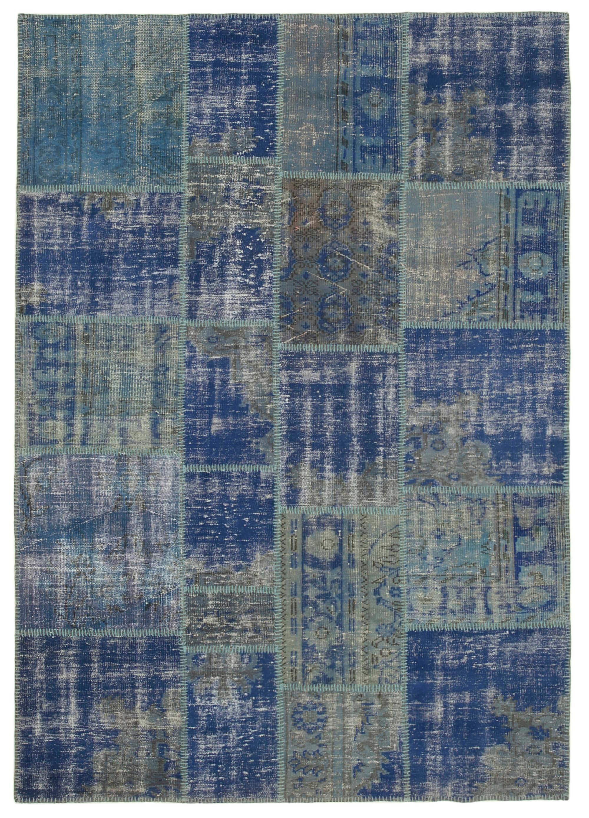 6 x 8 Blue Patchwork Rug - 2613