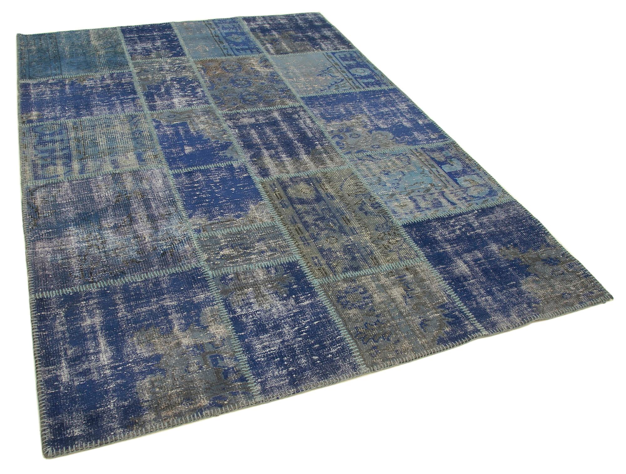 6 x 8 Blue Patchwork Rug - 2613