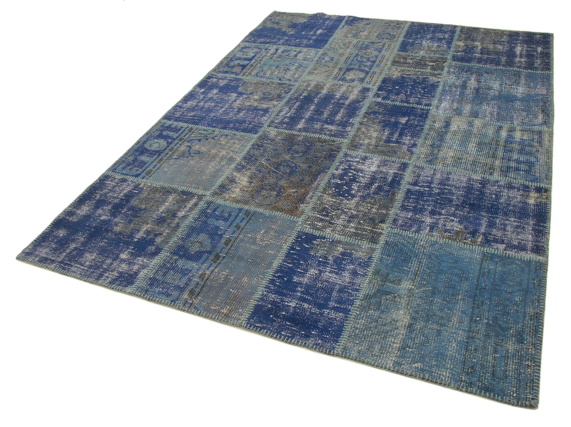 6 x 8 Blue Patchwork Rug - 2613