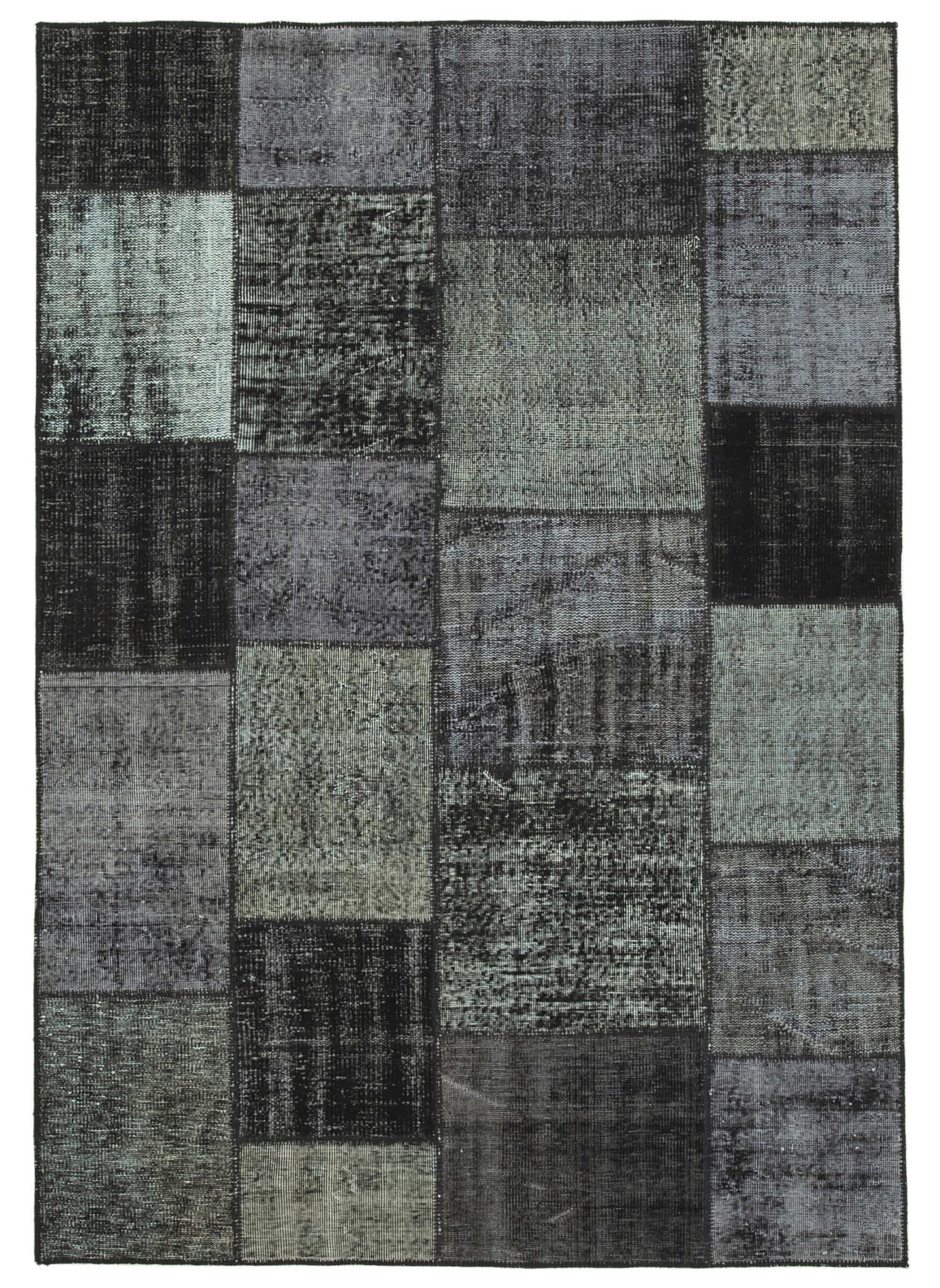 5 x 8 Black Patchwork Rug - 2623