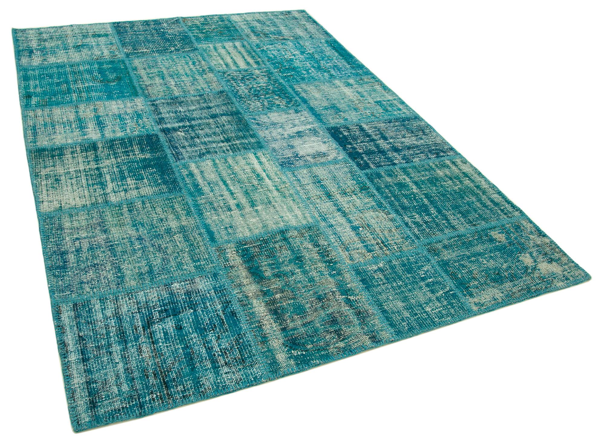 6 x 8 Turquoise Patchwork Rug - 2628