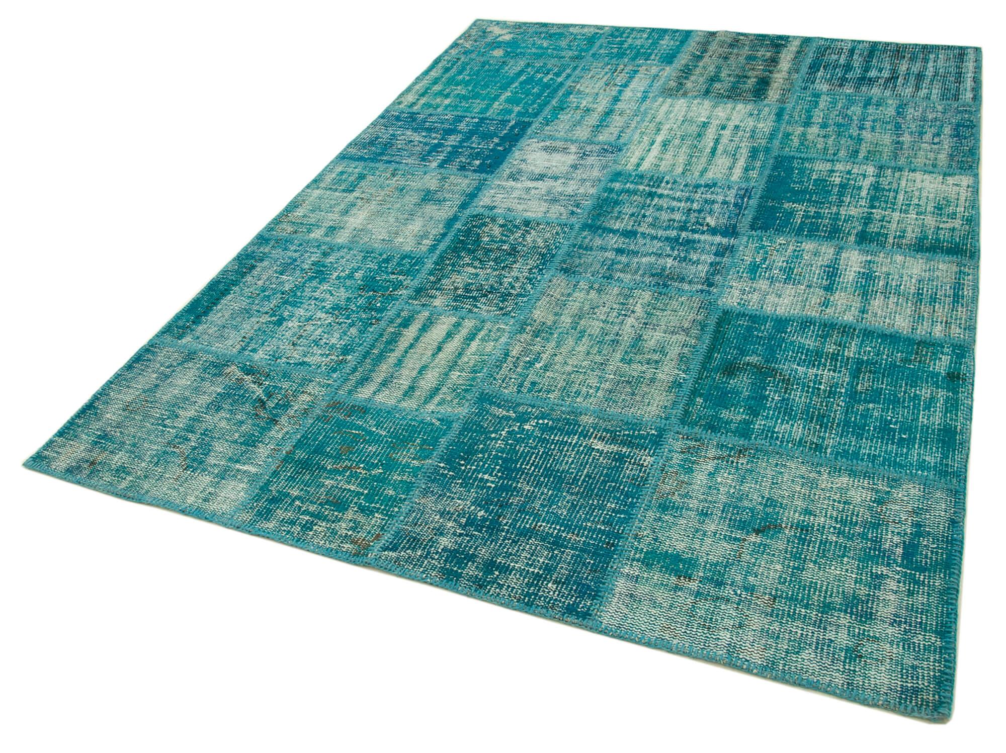 6 x 8 Turquoise Patchwork Rug - 2628